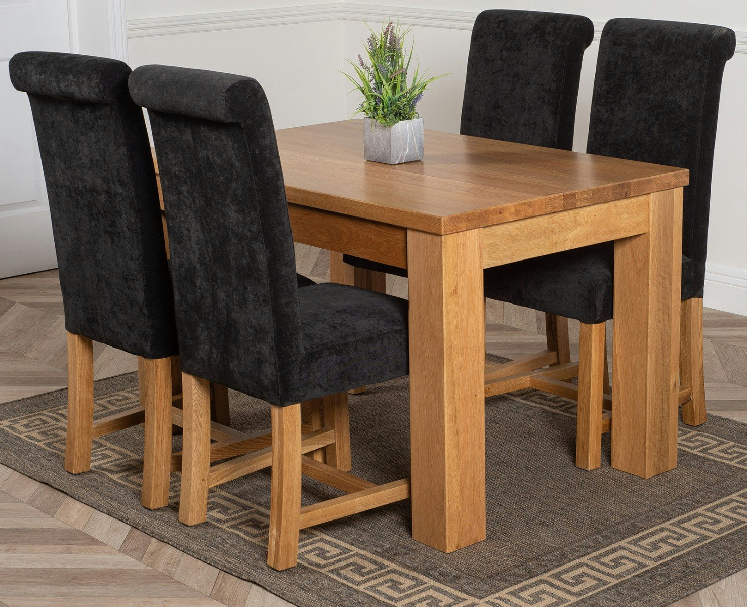 That's Furniture Black Dakota Small Oak Dining Table With Washington Fabric Chairs - 4 Chairs