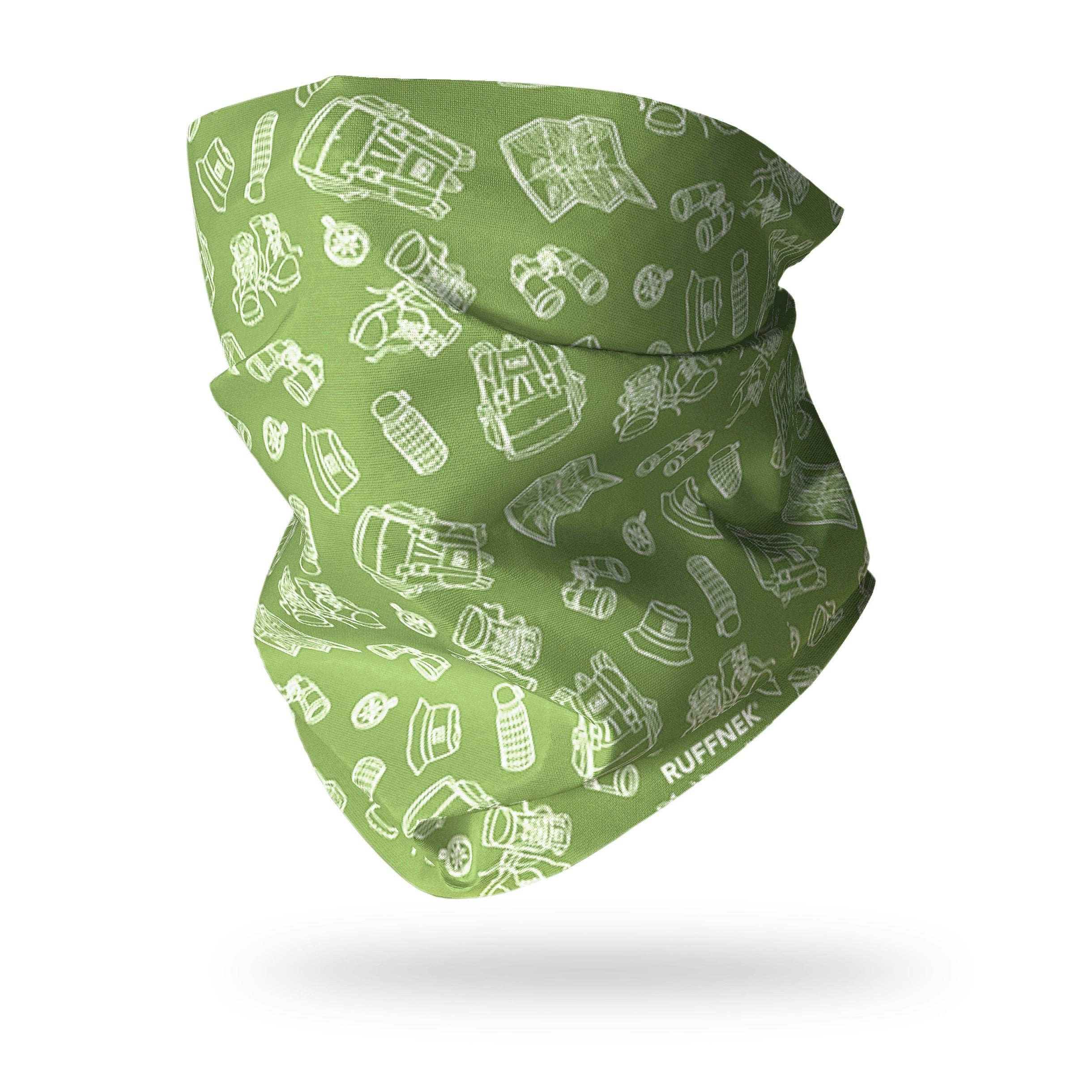 Ruffnek Green/White Hiking Equipment Snood Tube Scarf