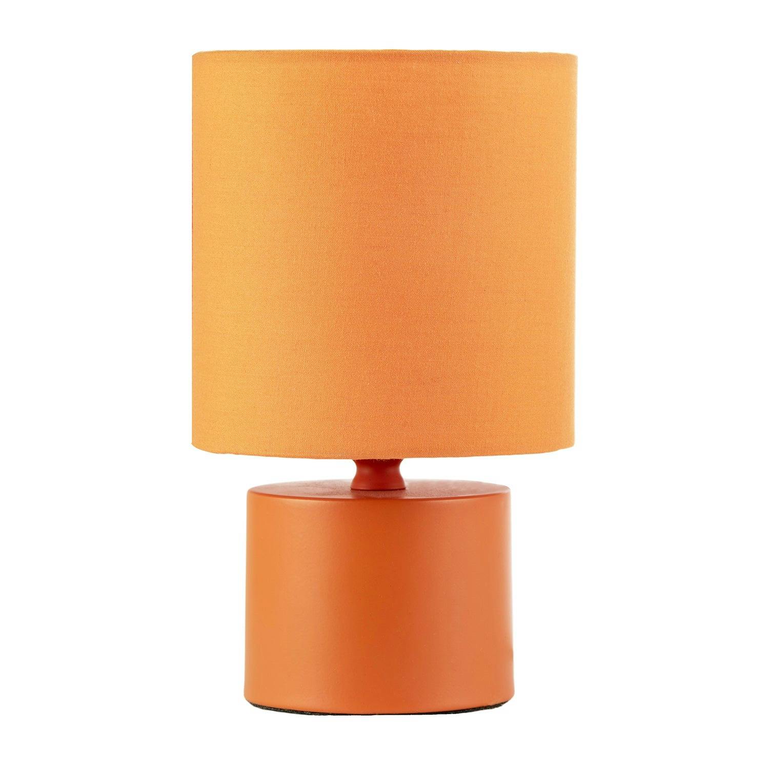 Rackhams Orange Modern Vibrant Dusty Table Lamp With Cotton Fabric Drum Shade