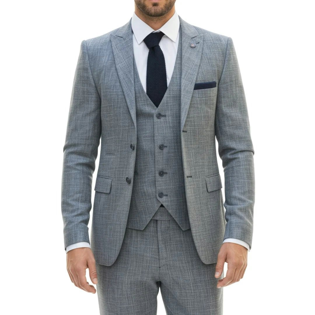 Truclothing Men's Blue Im33 - 3 Piece Tailored Fit Suit - 40" Jacket 34" Trousers