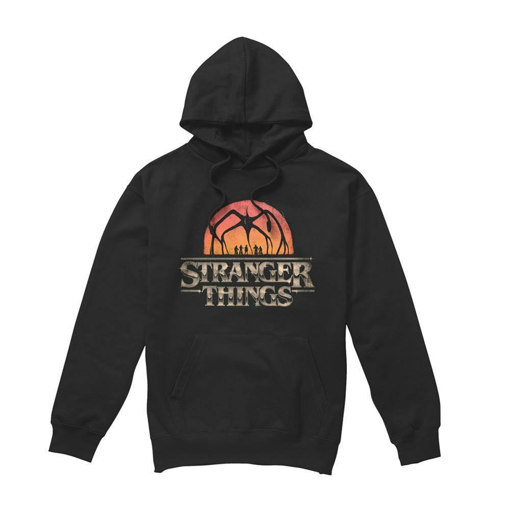 Stranger Things Unisex Black Adult Sunset Logo Hoodie - Xxl - 80% Cotton/20% Polyester