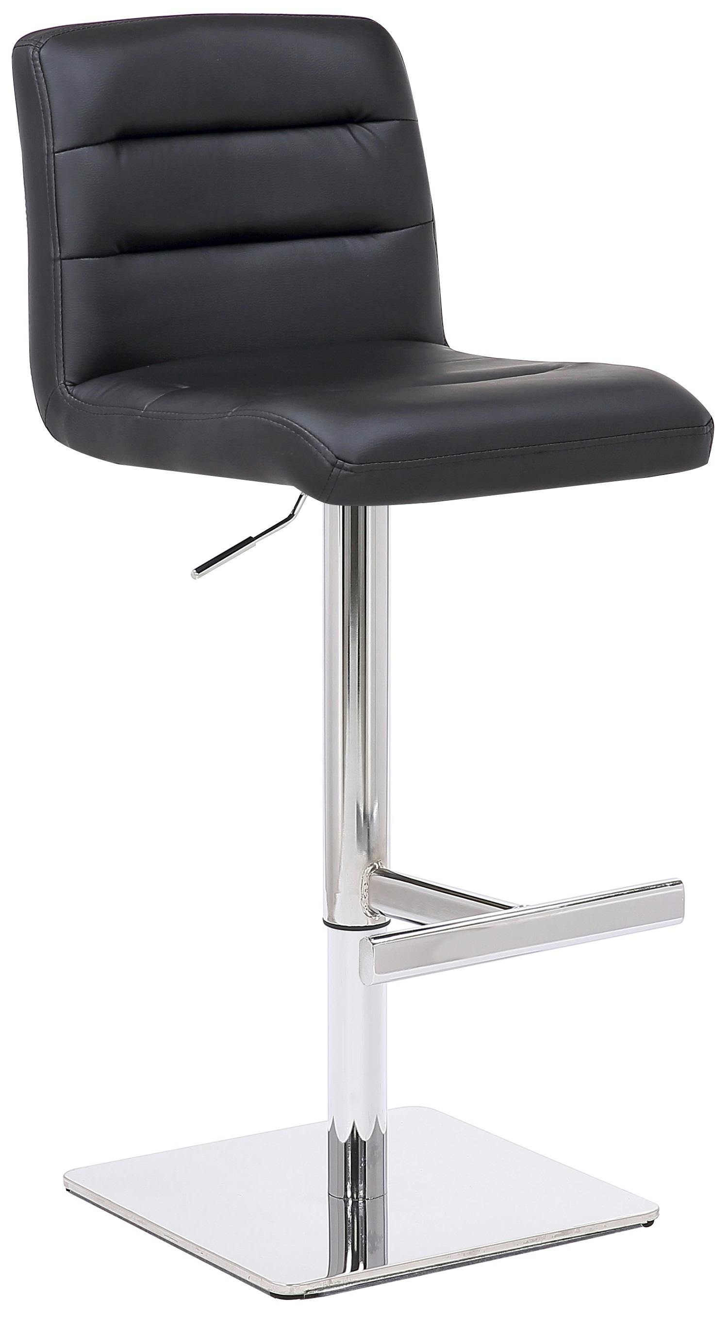 Lamboro Black Luscious Deluxe Real Leather Breakfast Bar Stool, Chrome Footrest, Adjustable Swivel Gas Lift, Home Bar & Kitchen Barstool,