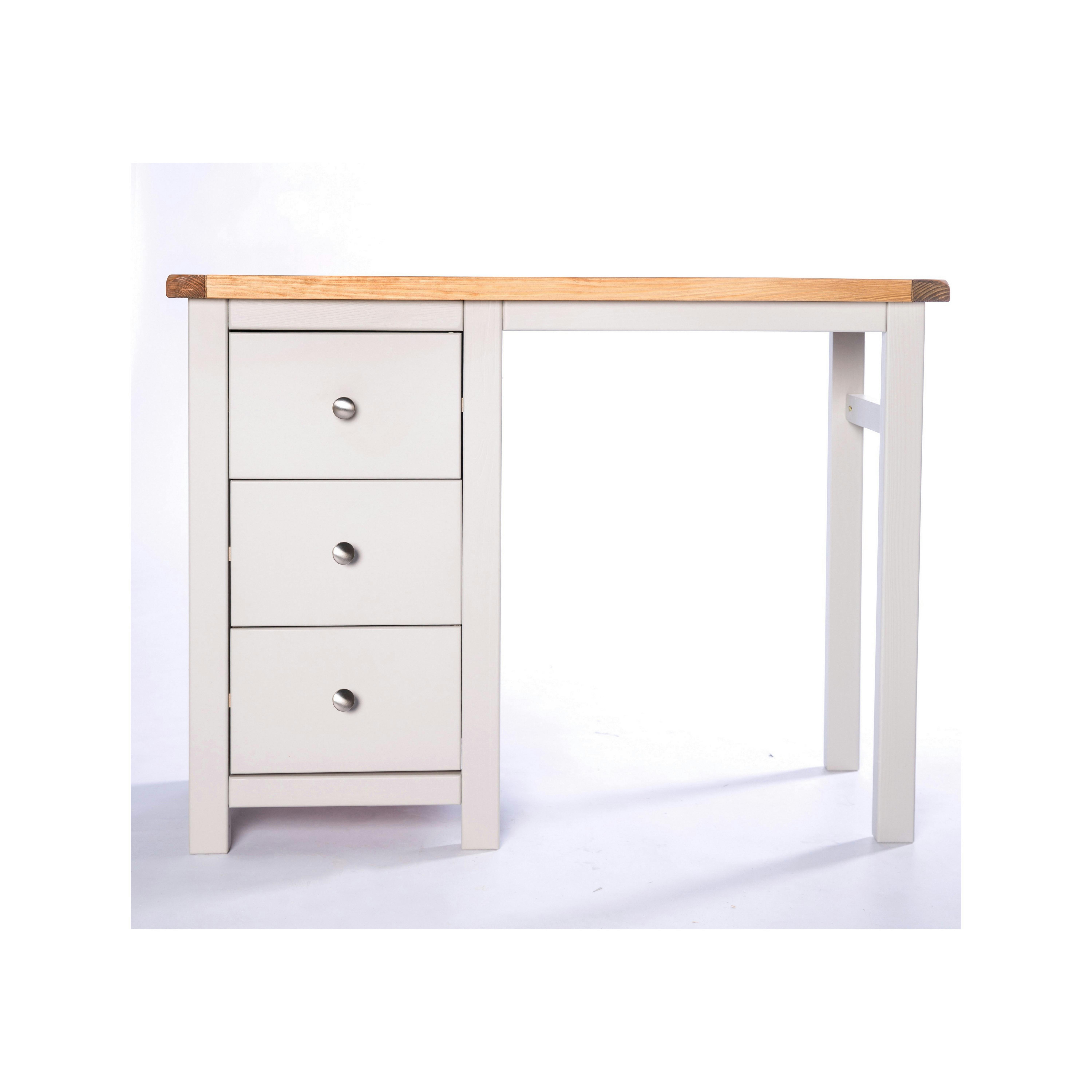 Rackhams Light/Grey Argenta 3 Drawer Desk - Dressing Table Chrome Knob
