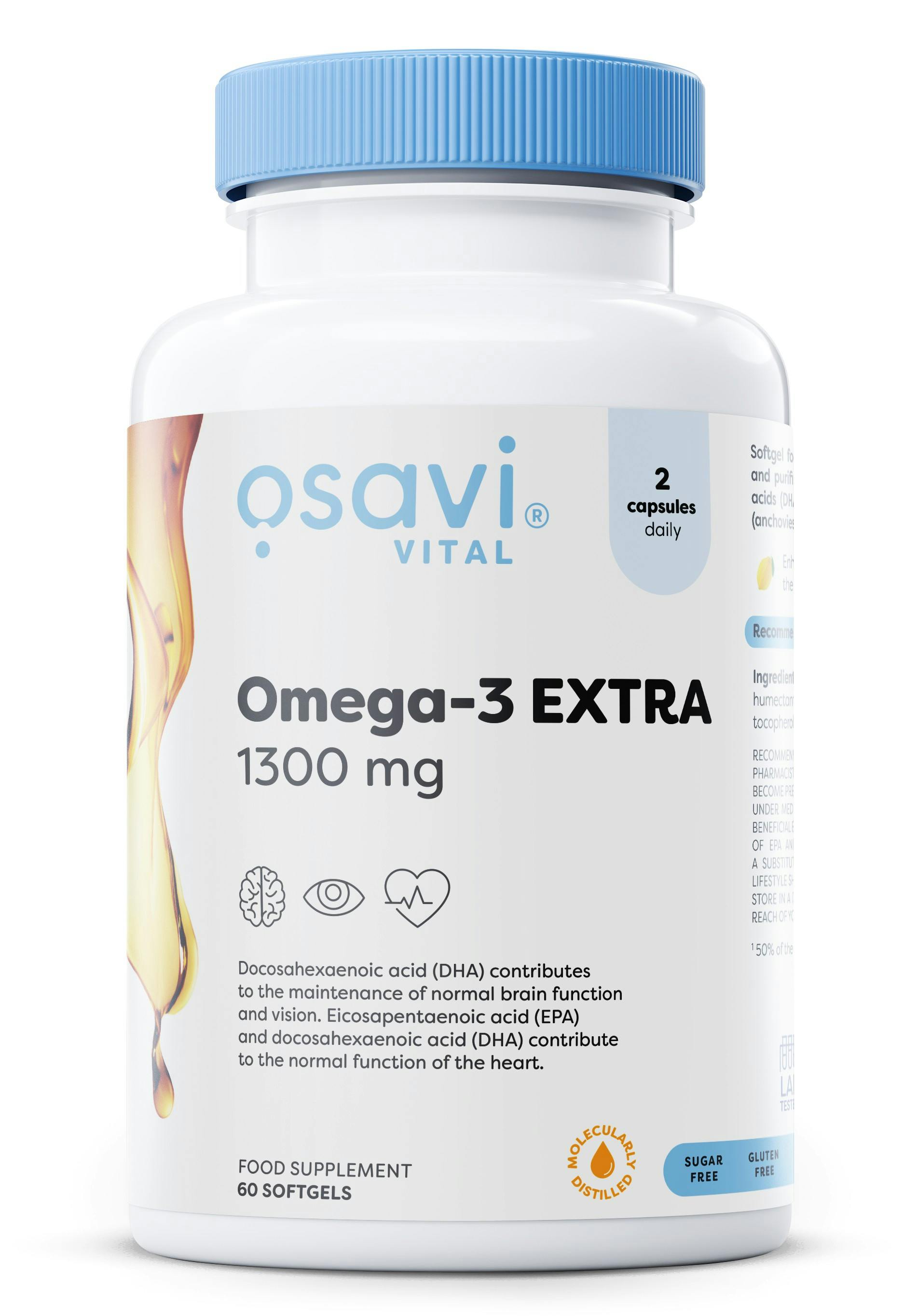 Osavi Omega-3 Extra Molecularly Distilled, 1300Mg (Lemon) - 60 Softgels - Image 6