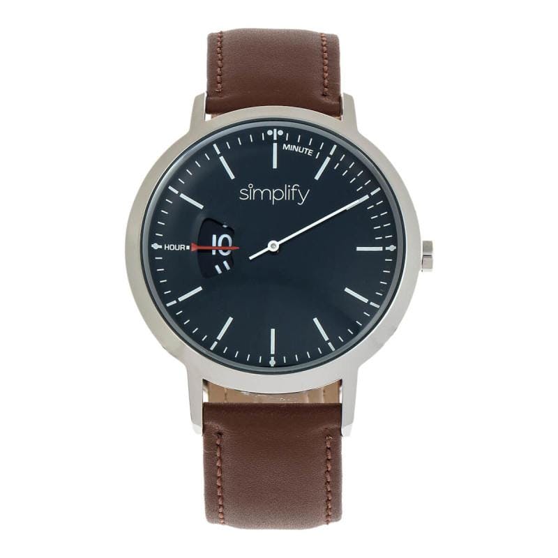 Simplify Brown/Black The 6500 Leather-Band Watch