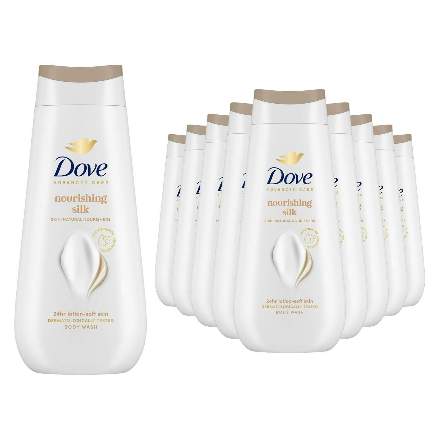 Dove Advanced Care Nourishing Silk Body Wash 24H Micromoisture, 10X225ml