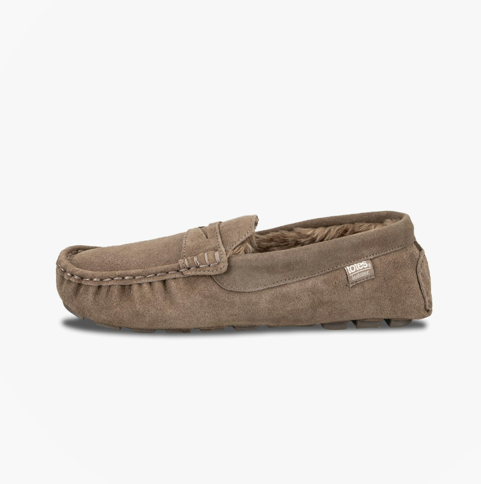 Totes Men's Isotoner Suede Classic Moccasin Slippers Sand - Uk 11