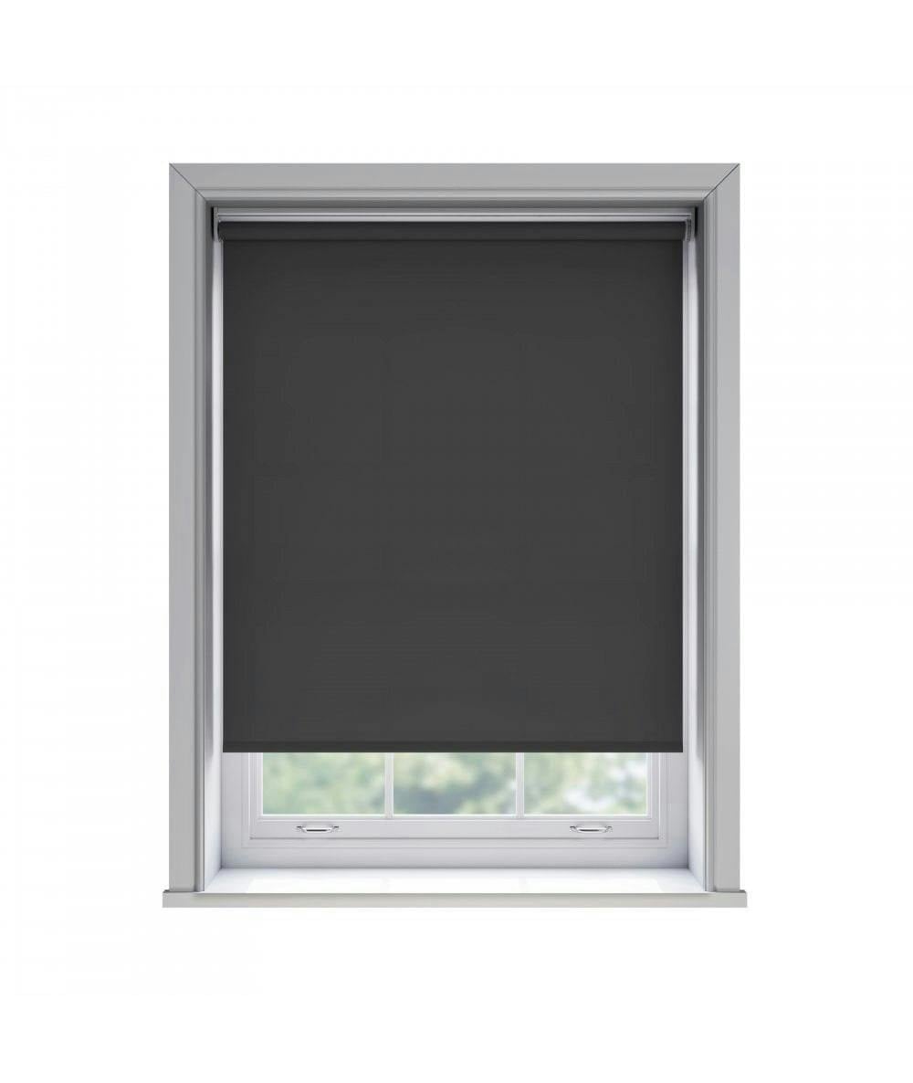 Rackhams Black No Drill Thermal Out Roller Blind (170Cm Drop) - 70Cm