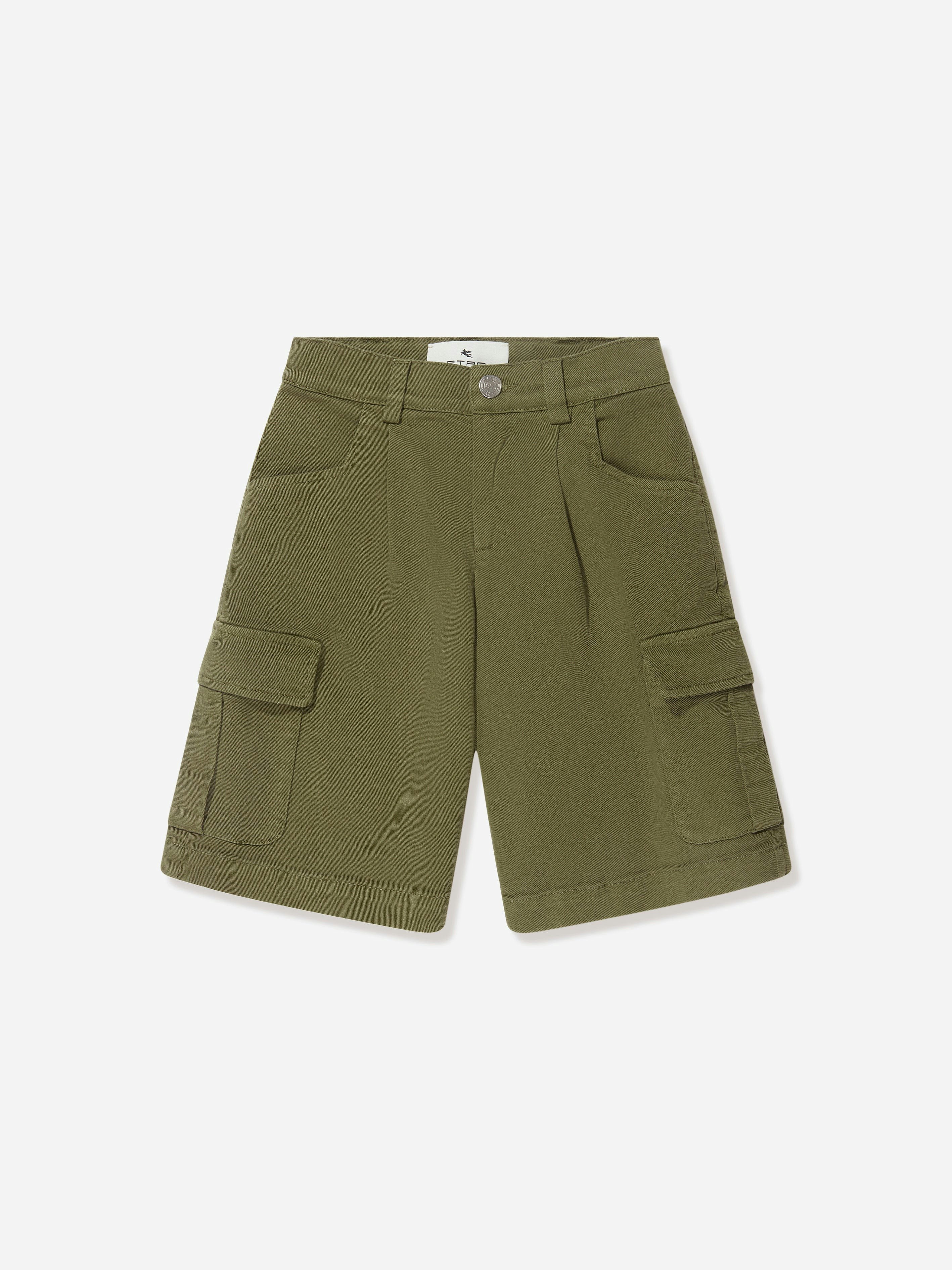 Etro Boys Green Cargo Shorts In - 14 Yrs