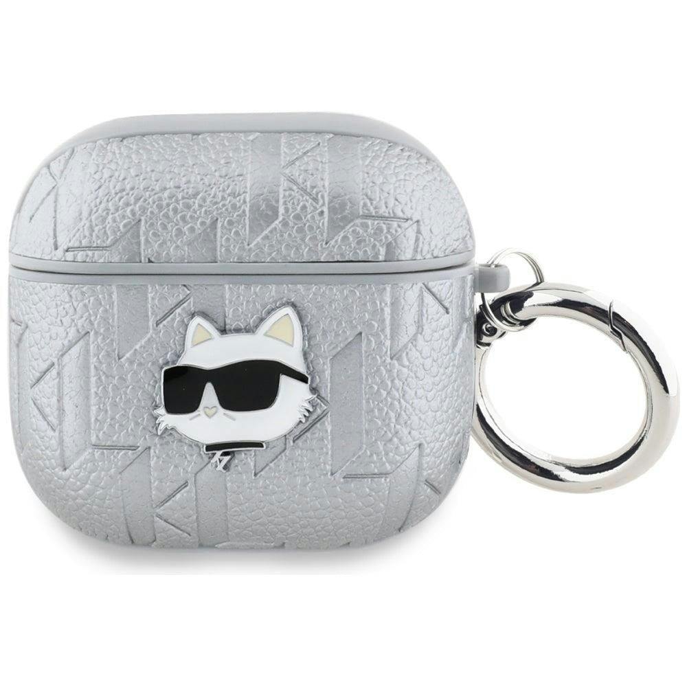 Karl Lagerfeld Silver Monogram Choupette Head Case For Airpods 4 - Kla4pgchps