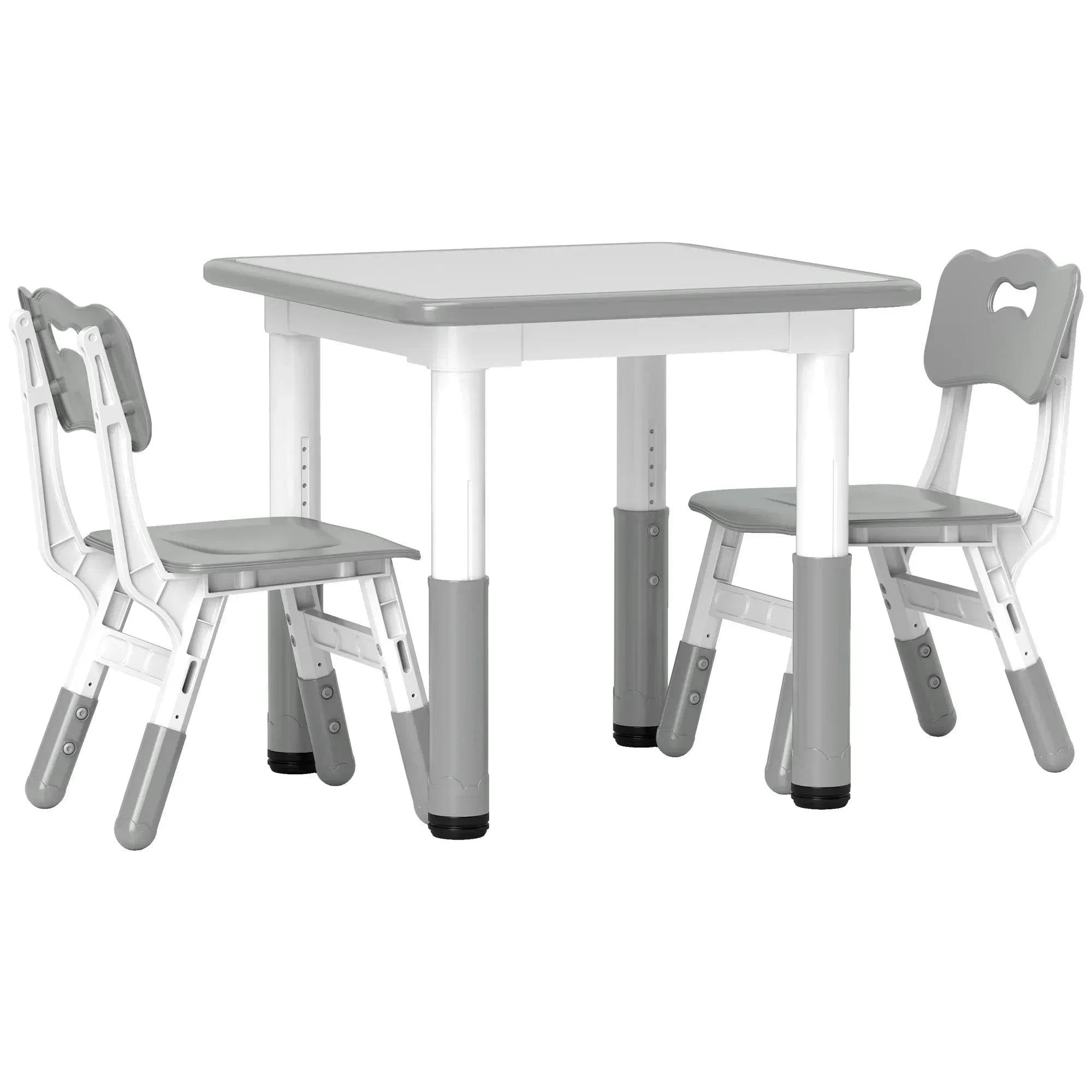 AIYAPLAY Height Adjustable Kids Table and Chair Set - 3 Pcs - Grey - Image 7