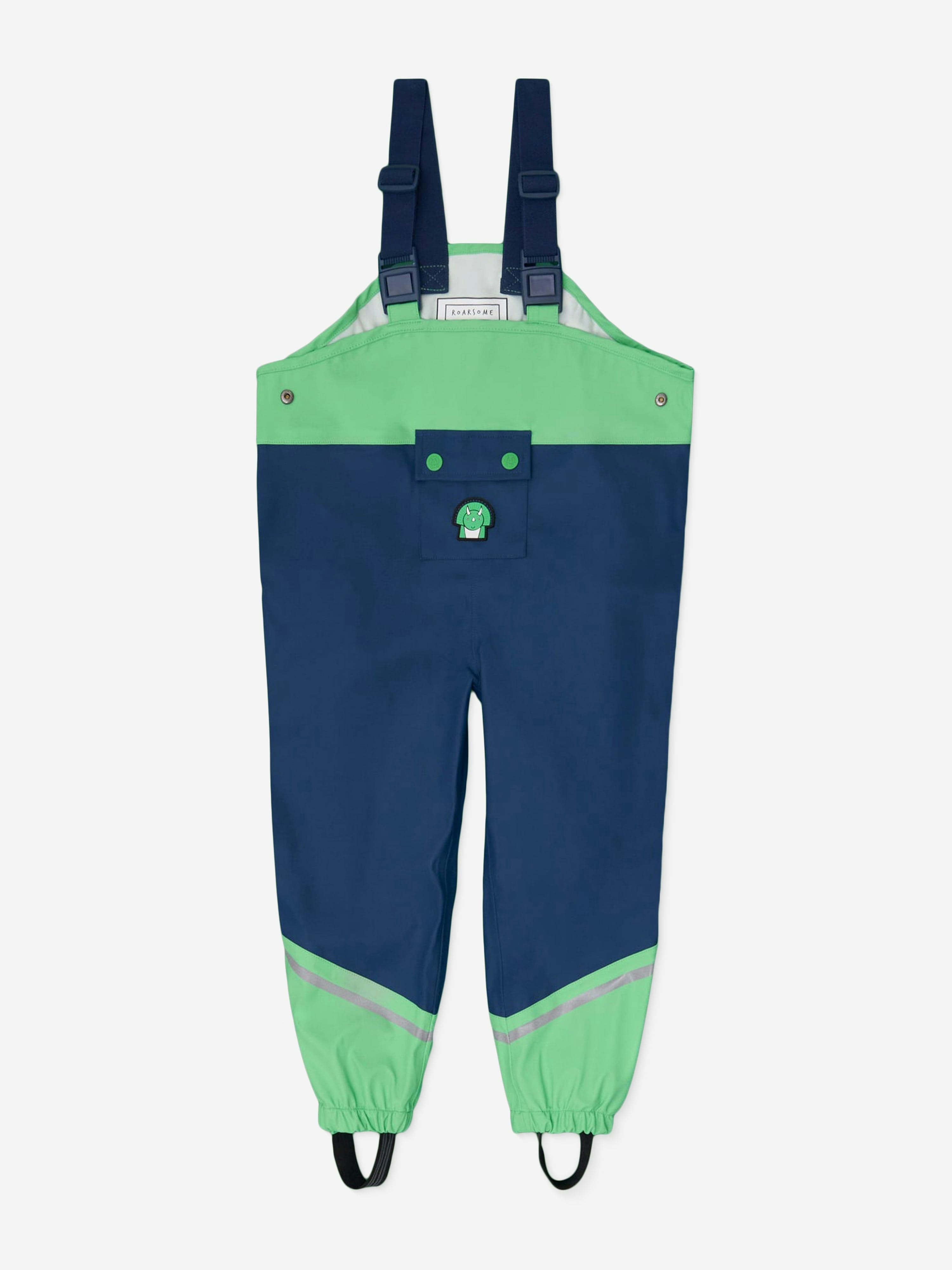 Roarsome Boys Green Kids Spike The Dinosaur Waterproof Trousers In - 3 - 4 Yrs