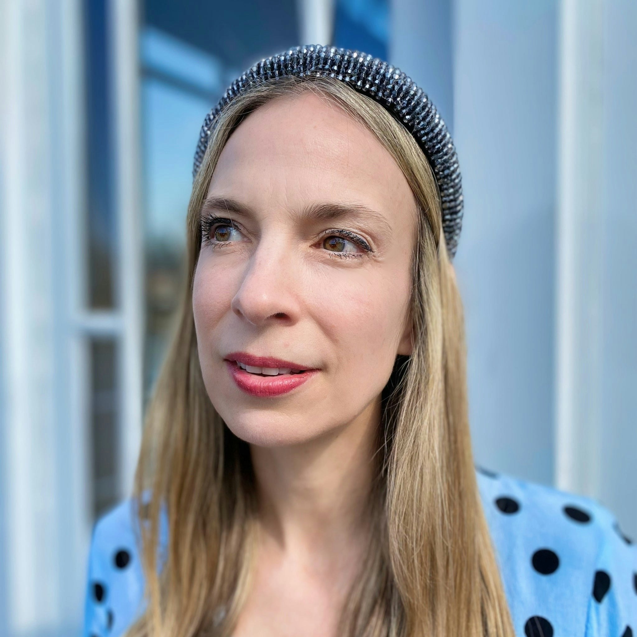 Queenmee Accessories Grey Beaded Headband