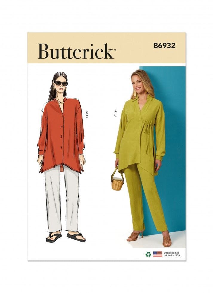 Butterick Women's Sewing Pattern 6932, Tops, Tunics, Trousers For K5 (8-10-12-14-16) - Easy - Y5 (18-20-22-24-26)
