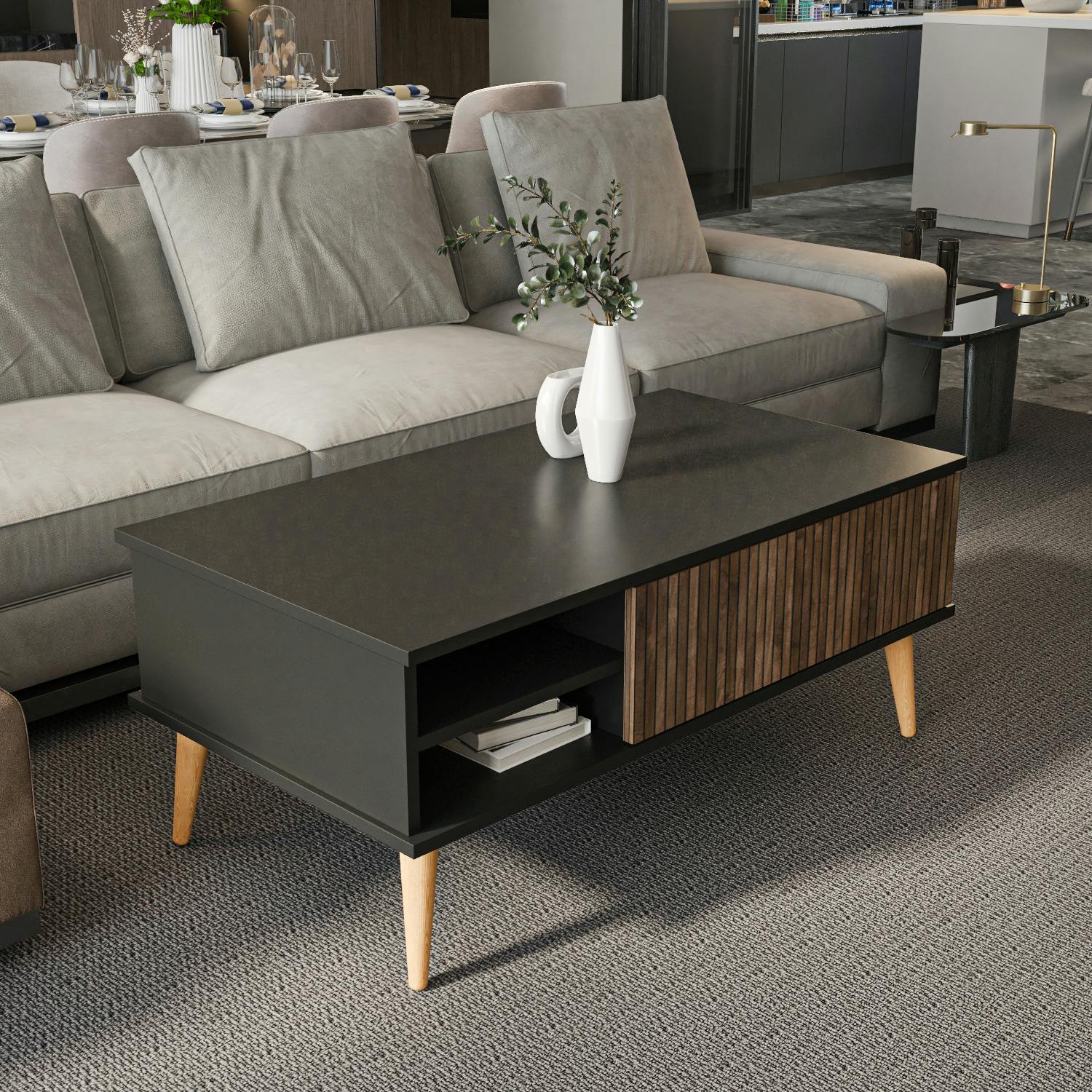 Rackhams Black Como 110 Cm Modern Coffee Table - Alina