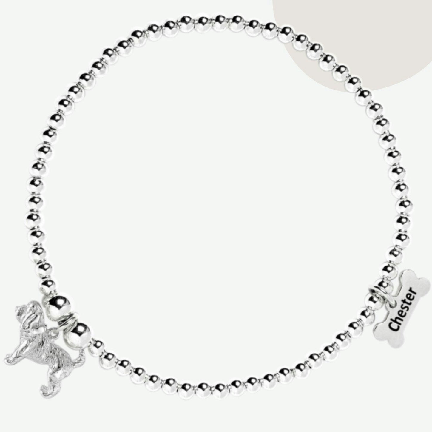 Mylee London Silver Cockapoo Ball Bead Bracelet - Personalised - Yes