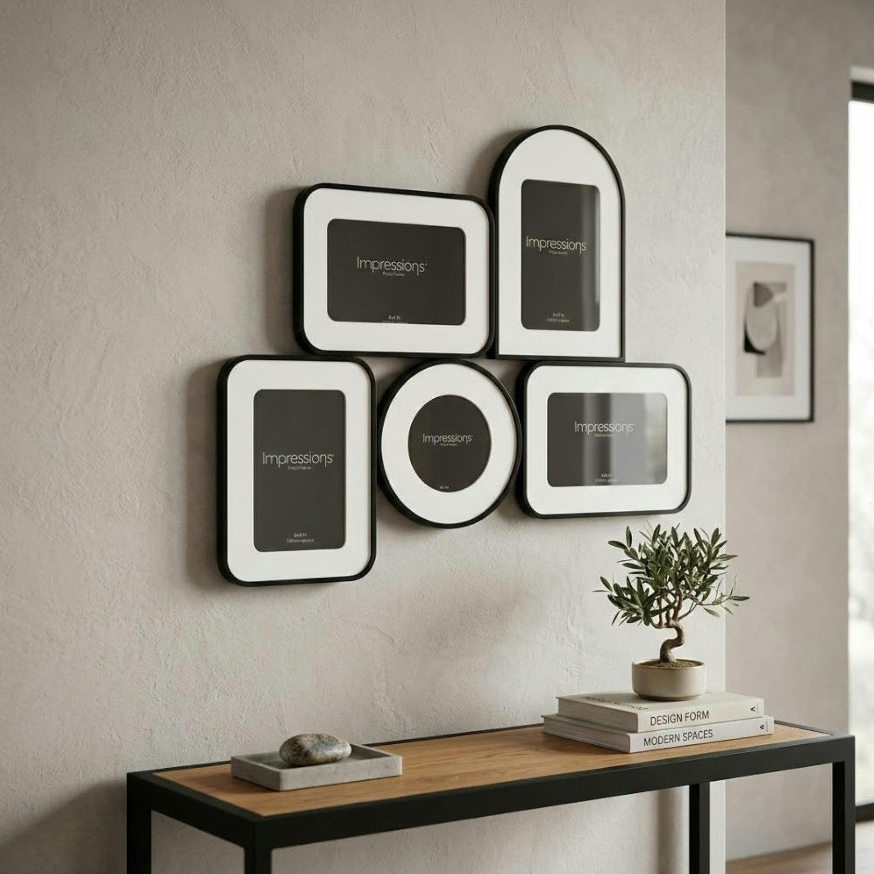 Impressions Unisex Black Widdop 5 Multi Aperture Photo Frame - Image 4