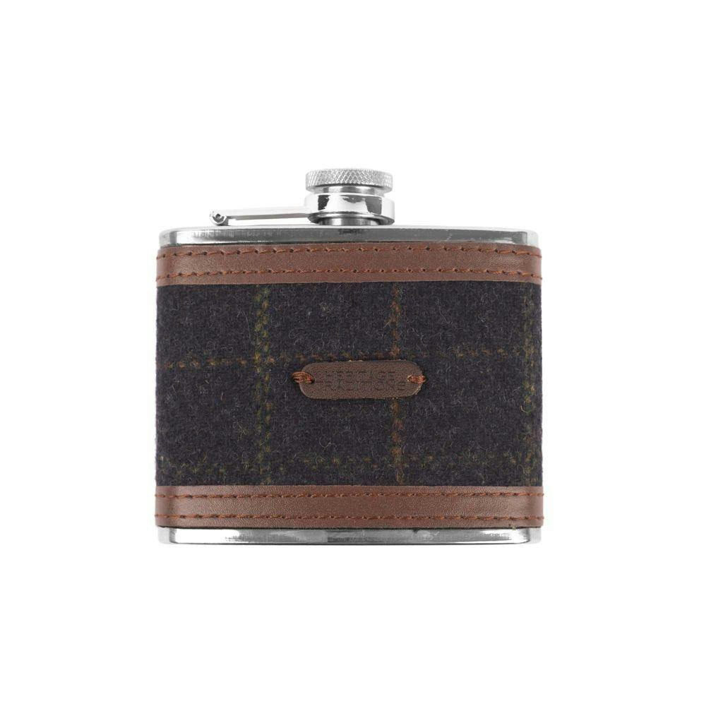 Rackhams Blue Tweed 4Oz Hip Flask - Box Check