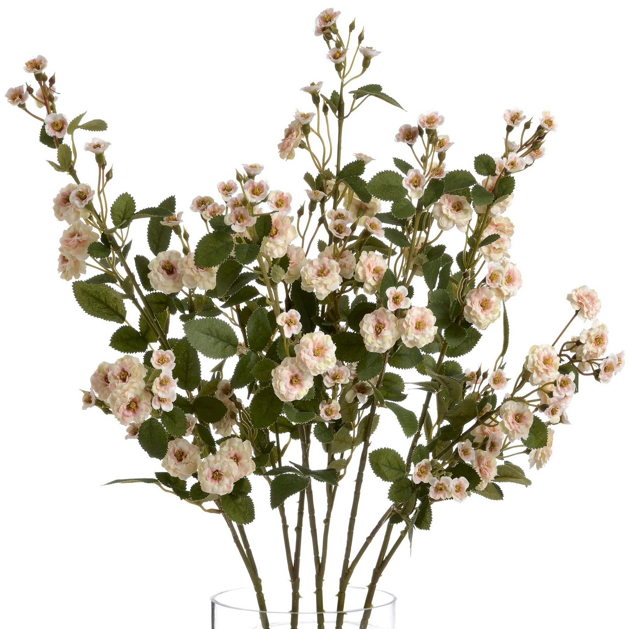Hill Interiors Cream/Green Faux Wild Meadow Rose - One Size - 100% Mixed