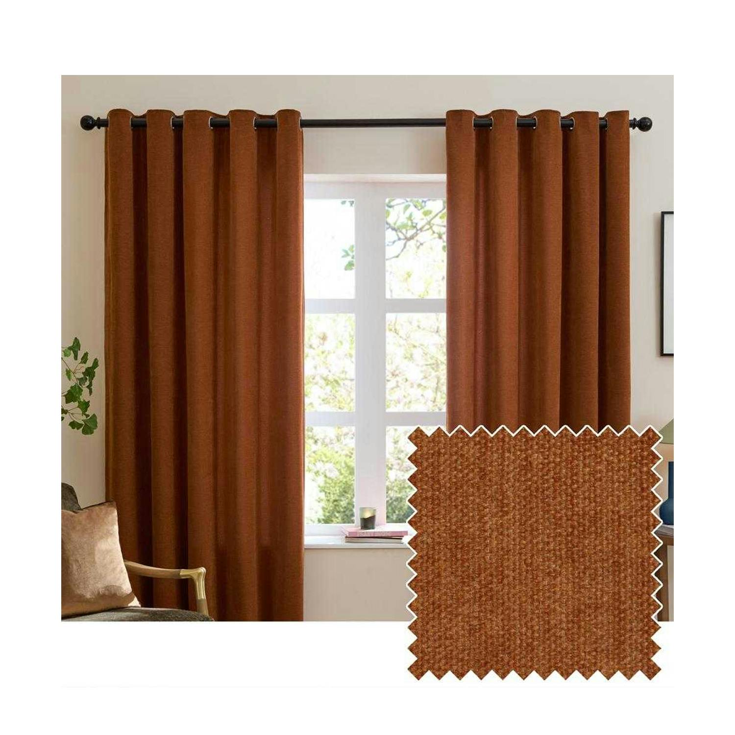 Rackhams Light Chenille Blackout Curtains - Rust - 117Cm X 137Cm - Rust - 100% Polyester