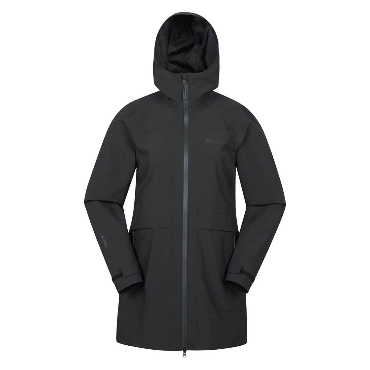 Mountain Warehouse Women's Black April Longline Waterproof Jacket - 16 Uk - 100% Polyester