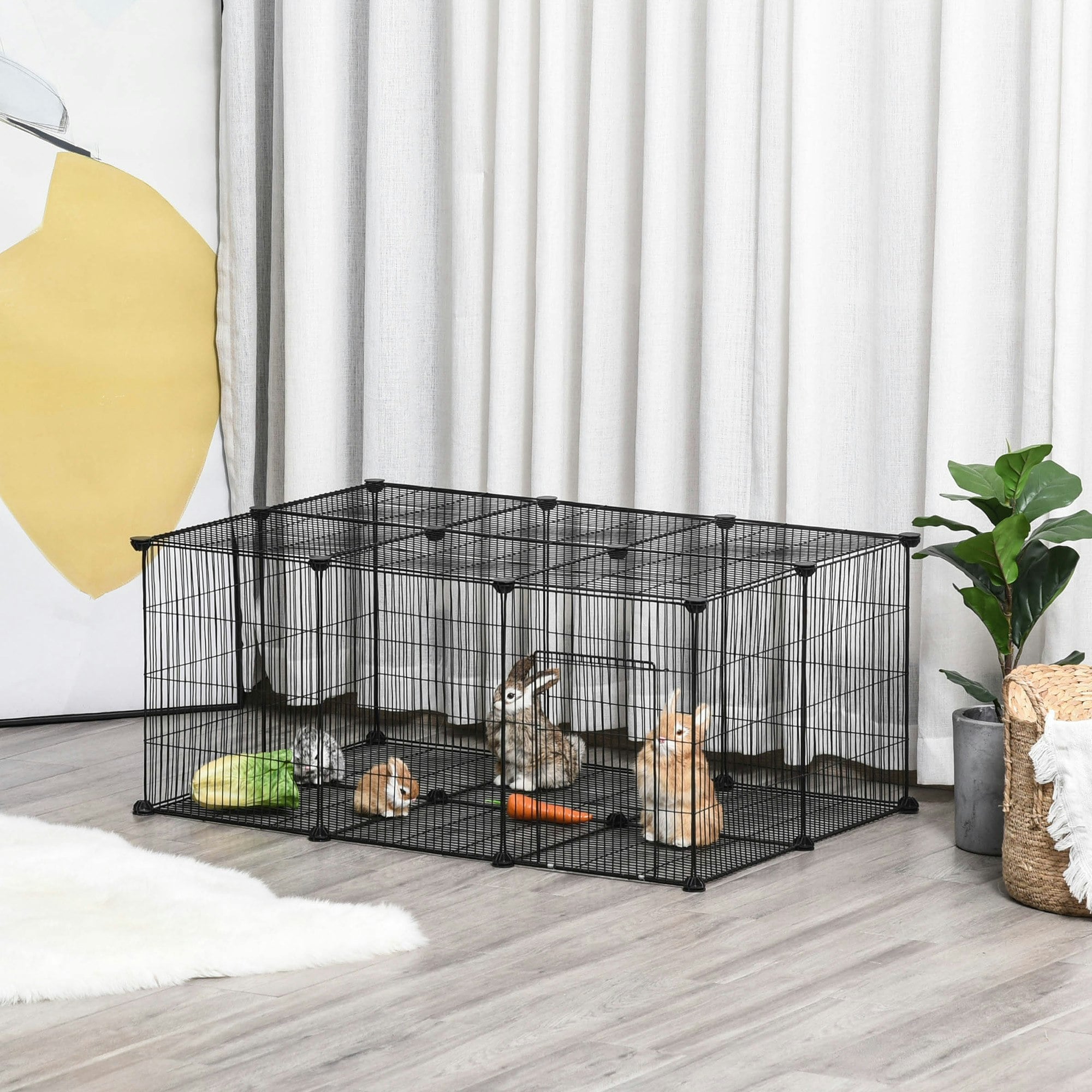 Pawhut Diy Pet Playpen Cage 22 Piece W/Door Bunny Chinchilla Hedgehog Guinea Pig