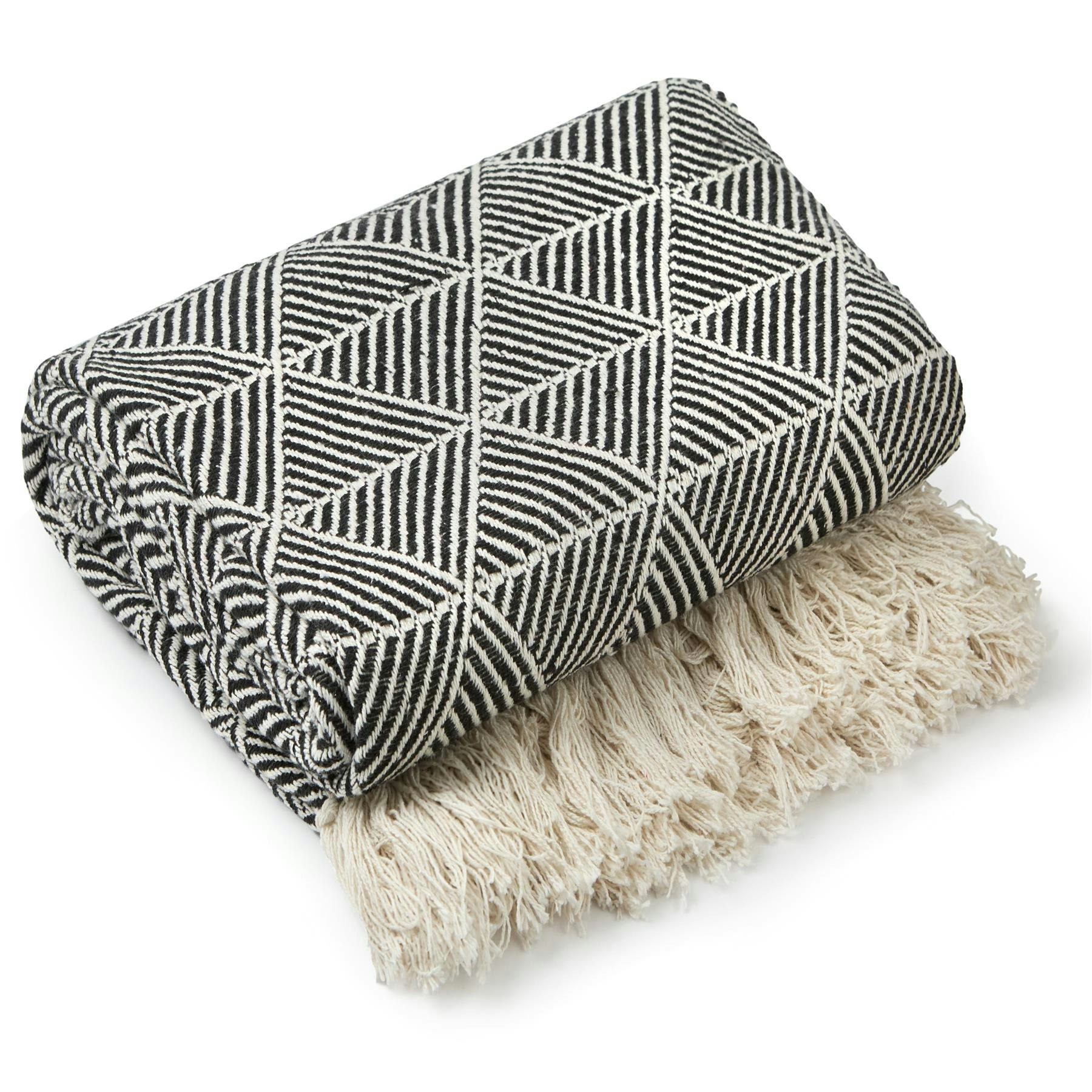 Emma Barclay Black Zahra Blanket/Throw - 130X150cm