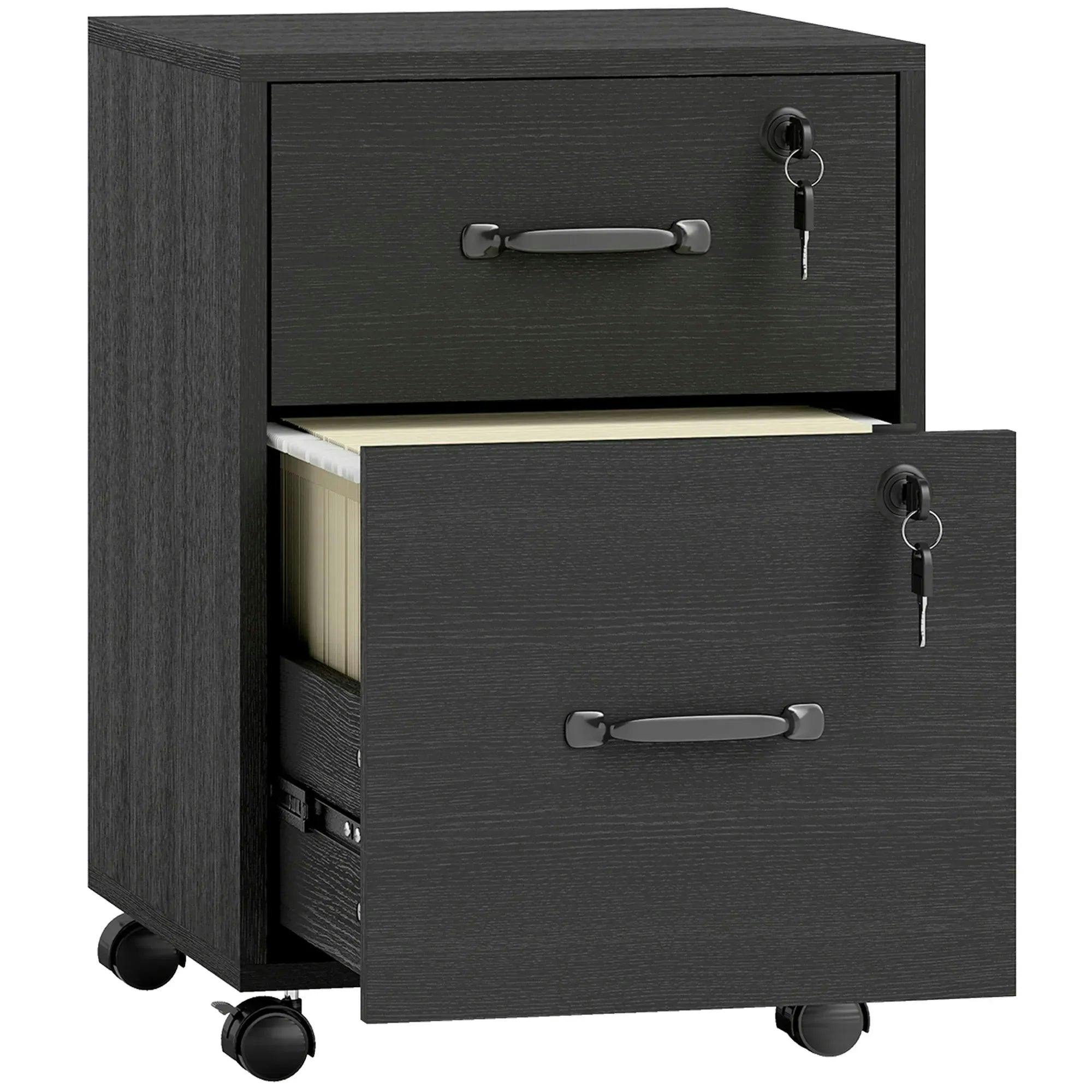 B&Q - Roll File Cabinet With DrawerOrganiser Letter SizeBlack - Image 3