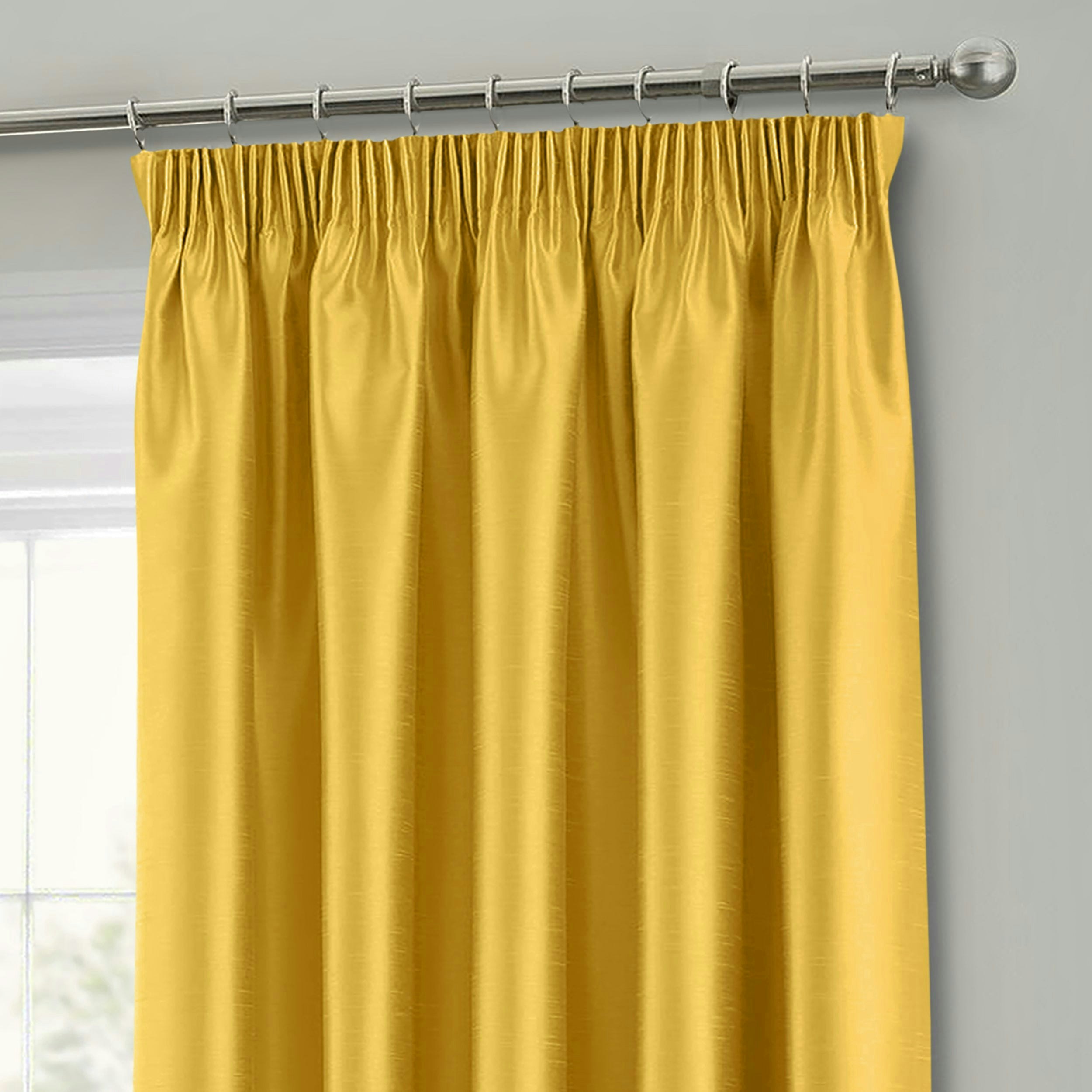Intimates Light Faux Silk Pencil Pleat Curtains - 117Cm X 137Cm - Ochre