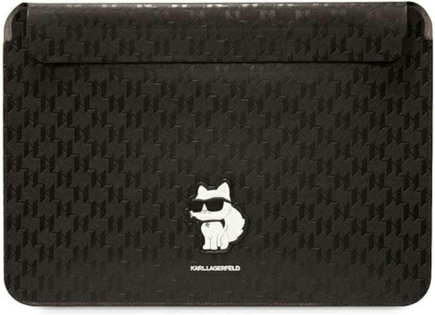 Karl Lagerfeld Black Saffiano Monogram Choupette 14" Laptop Sleeve - Klcs14sakhpck