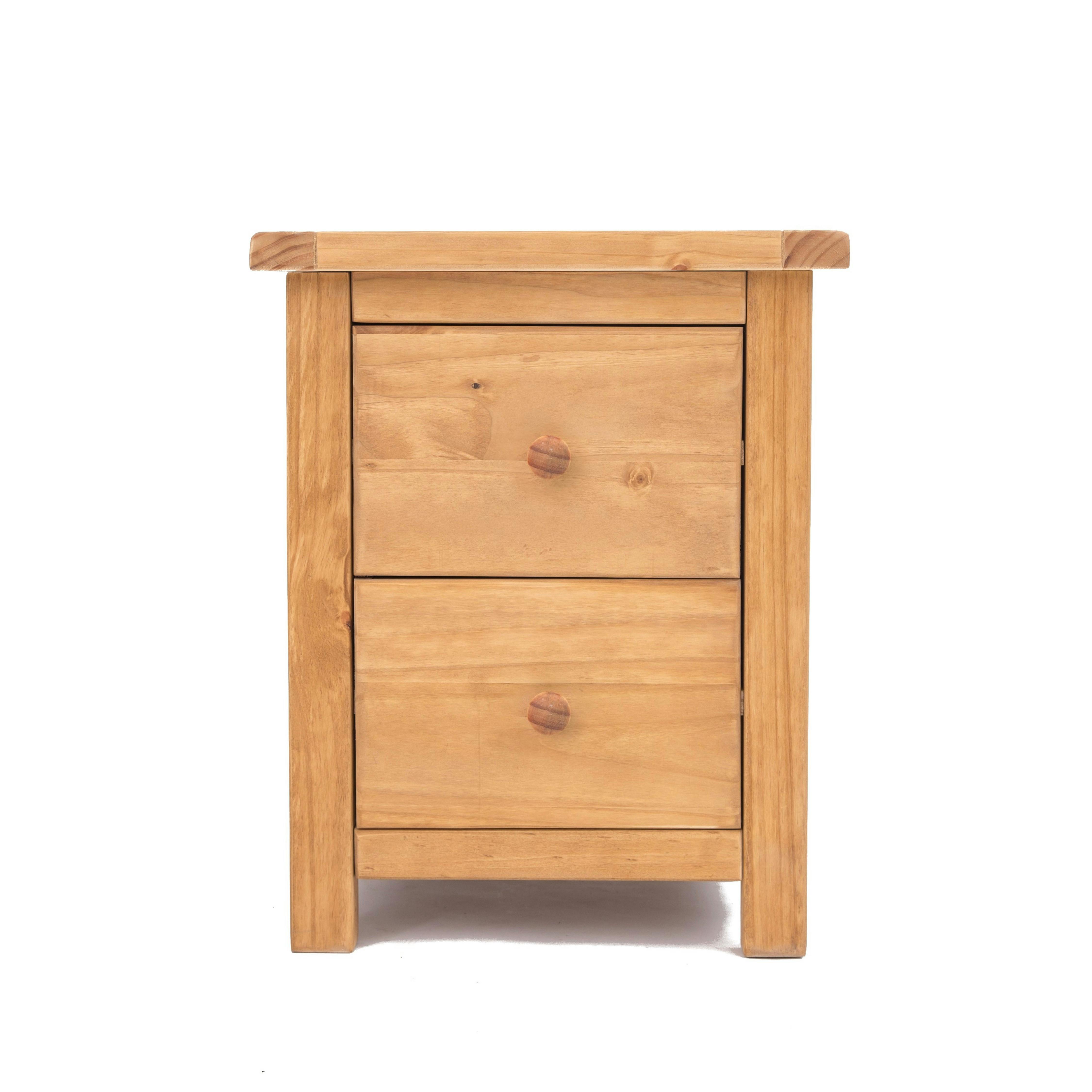 Cabinet Bits Lugo 2 Drawer Bedside Cabinet - Brown / Wood Knob - Image 2