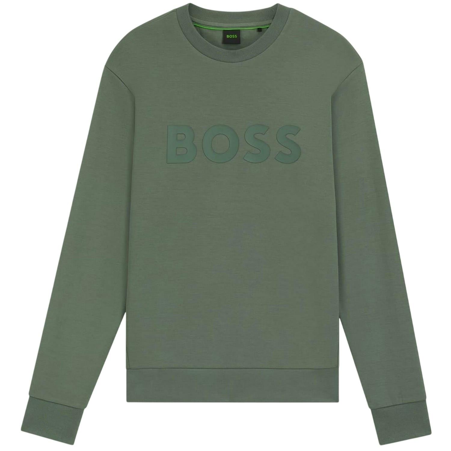 Boss Men's Green Salbo Cotton Sweatshirt - M - 95% Cotton/5% Elastane