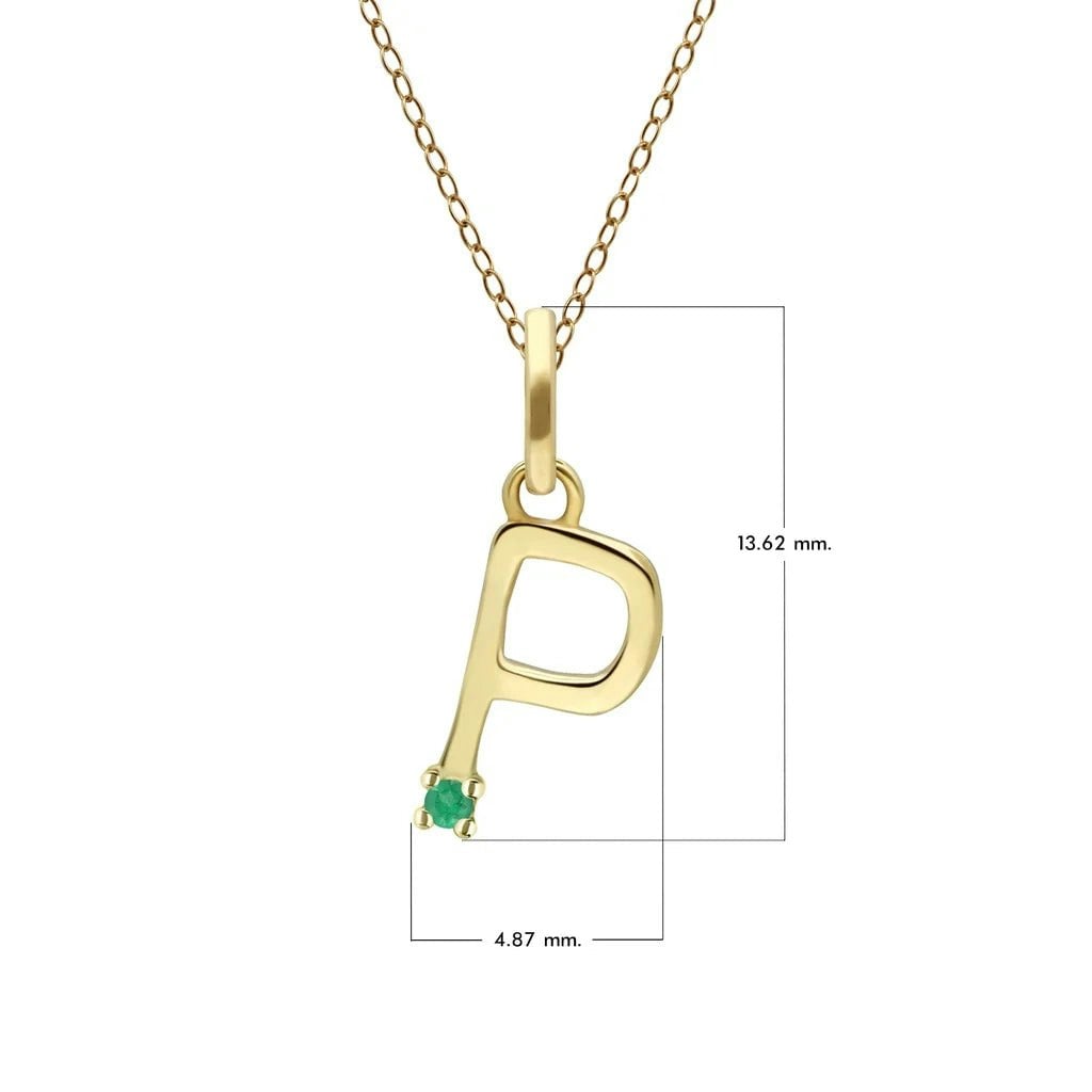 Gemondo Yellow/Gold Initial Emerald Letter Necklace In 9Ct - P