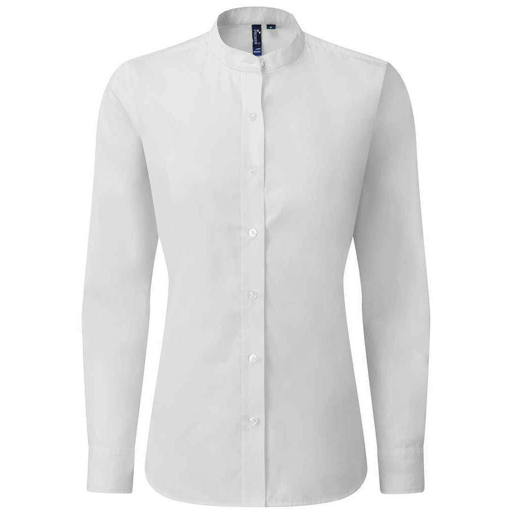 Premier Women's White Banded Grandad Collar Formal Shirt In | Size: Xl - Image 2