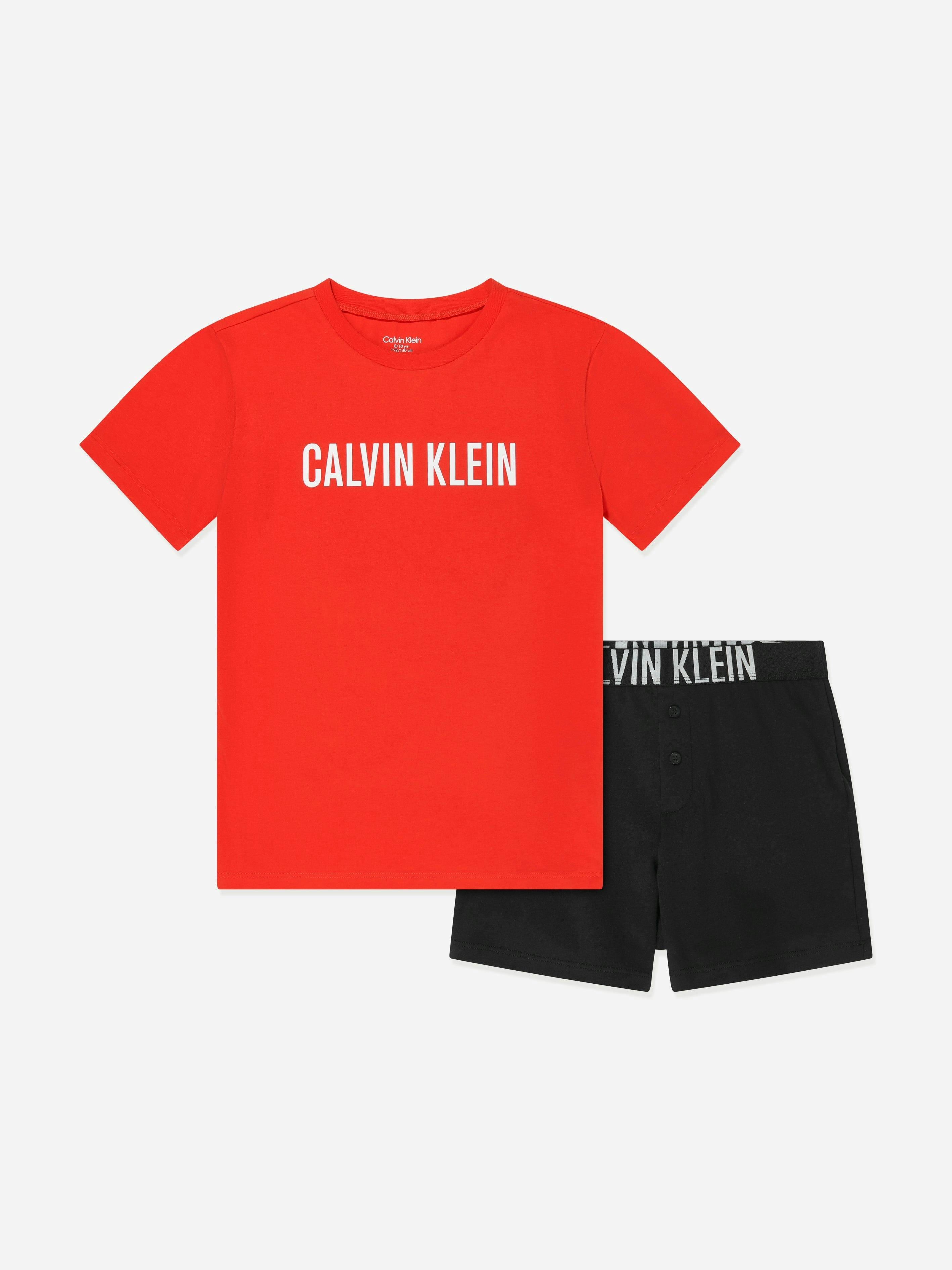 Calvin Klein Boys Red T-Shirt And Shorts Loungewear Set In - 10 - 12 Yrs