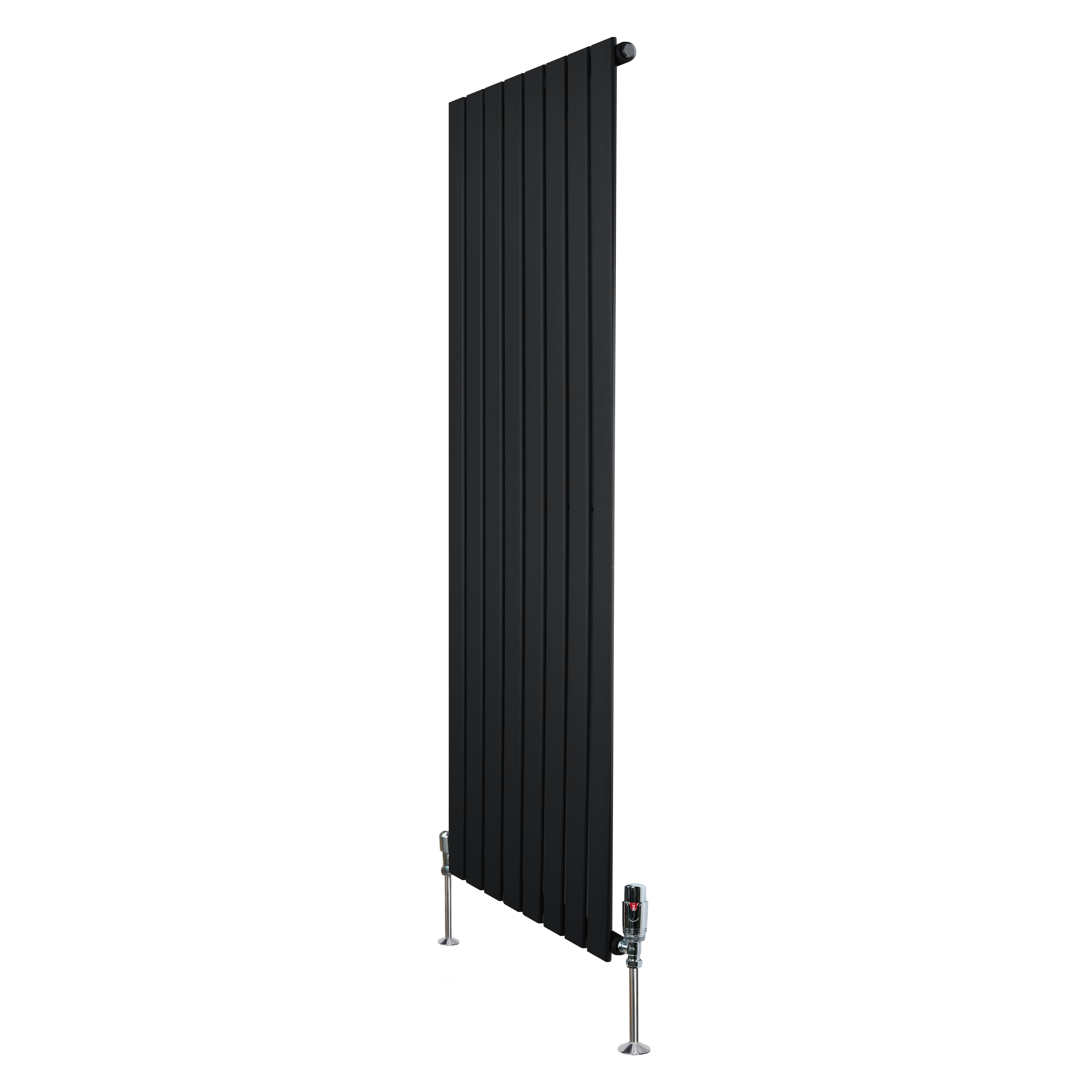 Monstershop Black Flat Single Column Radiator & Valves – 1600Mm X 560Mm –
