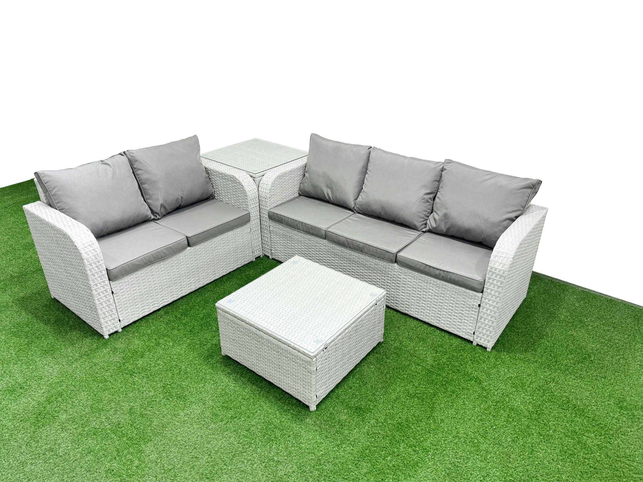 Rackhams 5 Seater Pe Rattan Wicker Garden Furniture Patio Conservatory Sofa Set With Square Coffee Table 3 Seater Sofa Love Sofa Side Table