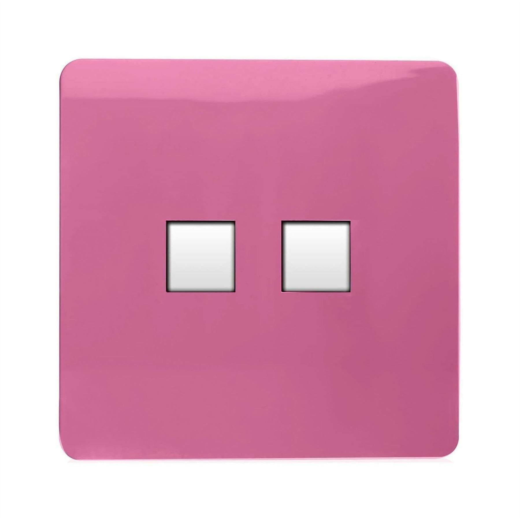 Trendi Switch 2 Gang Rj45 Cat 6 Modern Designer Pc Ethernet Socketin Candy Pink - Image 4