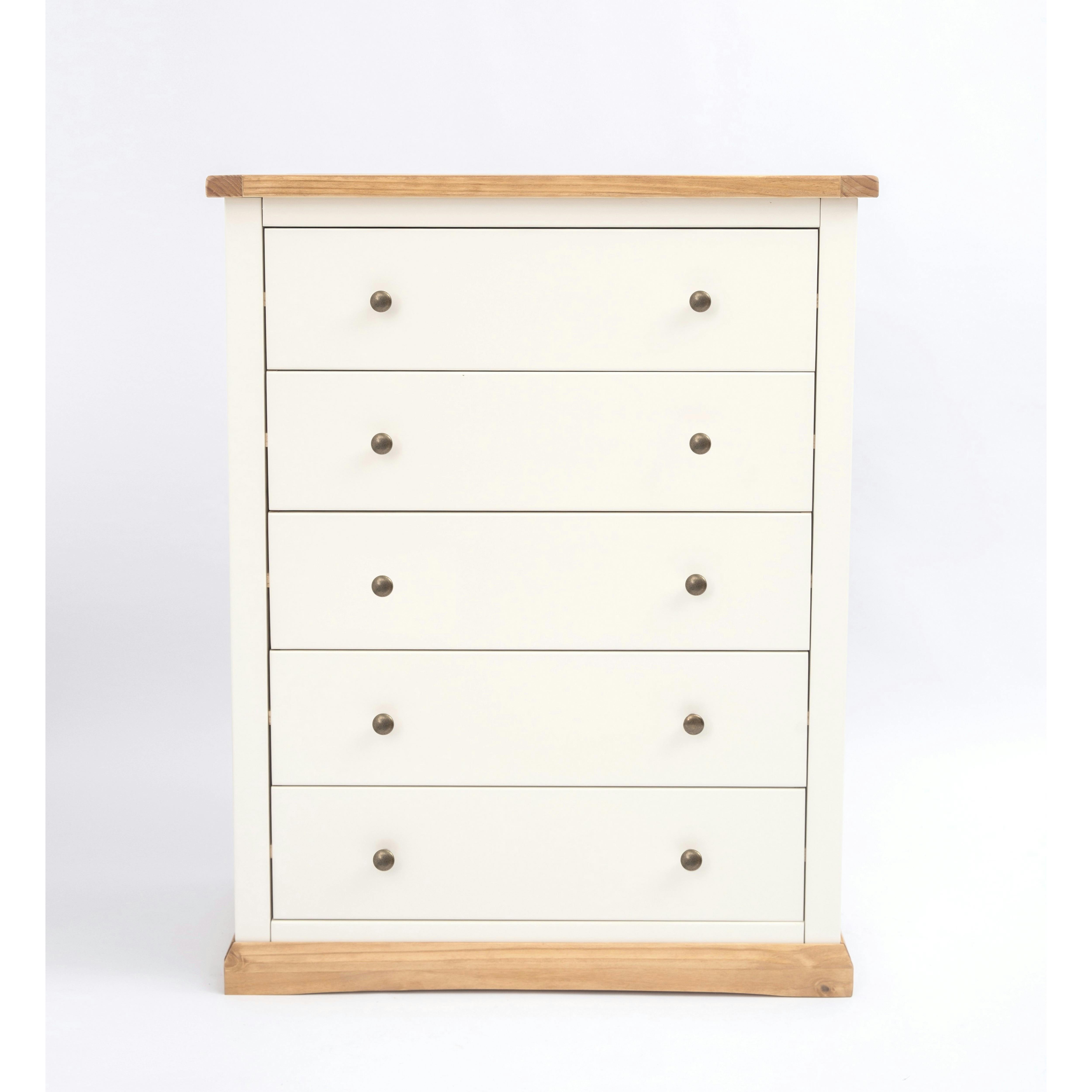 Rackhams White Trevi 5 Drawer Chest Of Drawers Brass Knob - Off