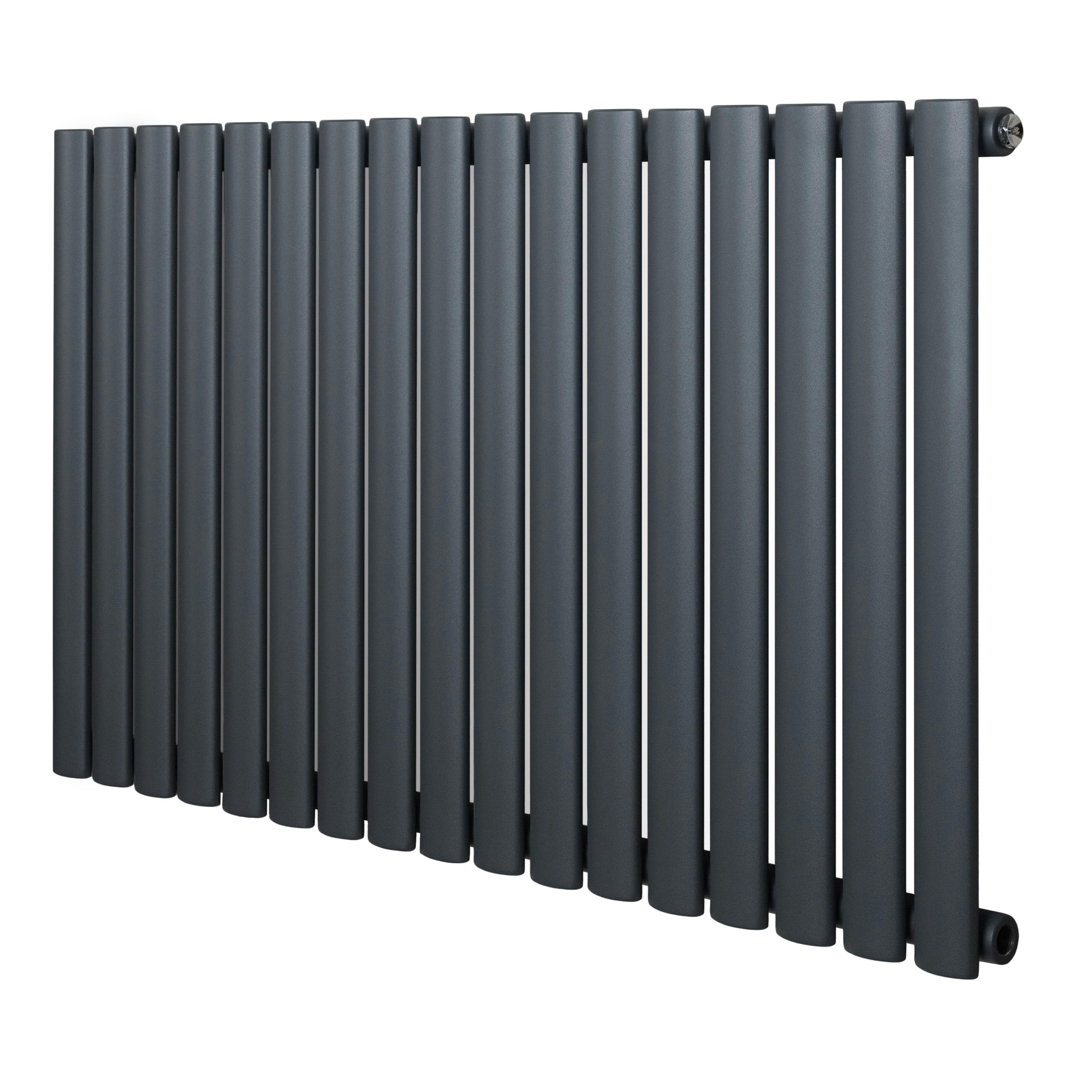 Monstershop Anthracite/Grey Oval Single Column Radiator - 600 X 1020Mm