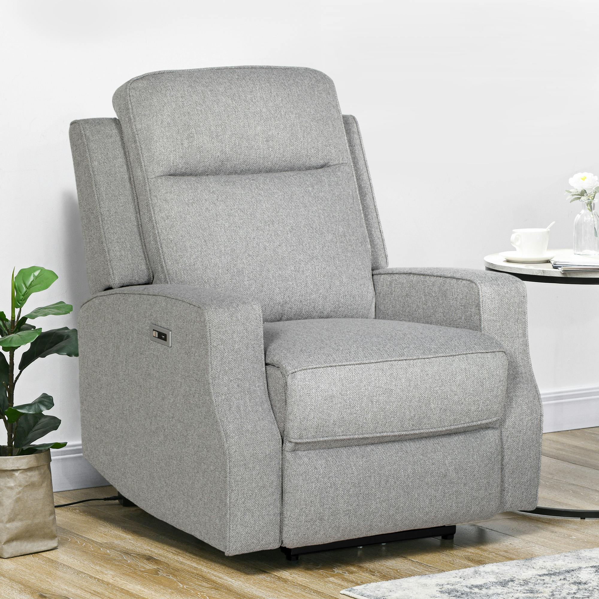 HOMCOM Electric Fabric Recliner Armchair, Reclining Chair with Adjustable Leg Rest, USB Port, for Home Living Room in Grey - Image 2