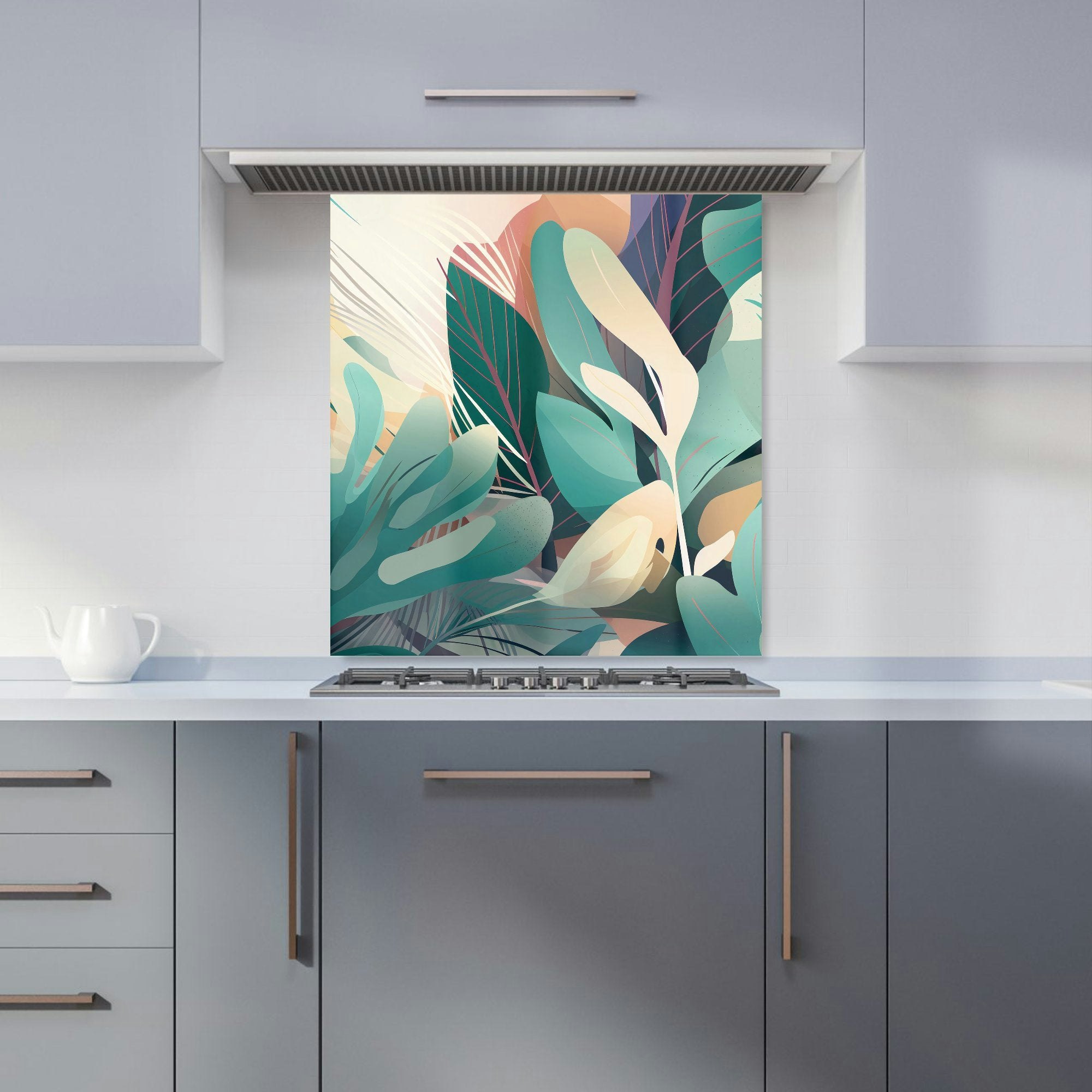 Warren Reed - Designer Abstract Tropical Leaves Kitchen Splashback - W700mm X H650mm
