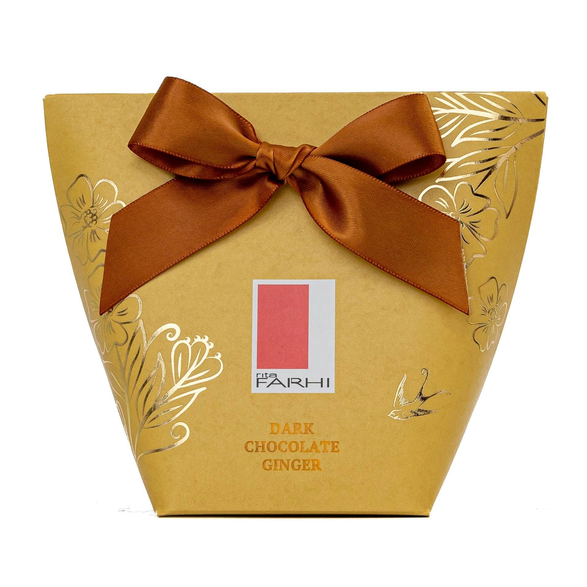 Rita Farhi Dark Chocolate Coated Crystallised Gingers In Bow Box, Palm Oil Free, 130G