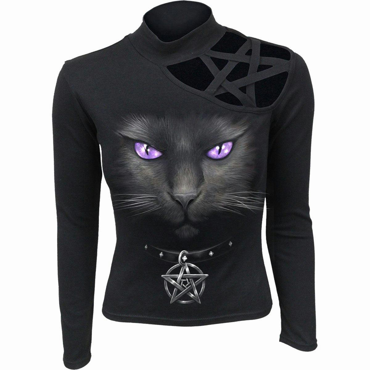Spiral Direct Black Cat - Pentagram Shoulder Longsleeve Top - Xxl - Digital - Digital