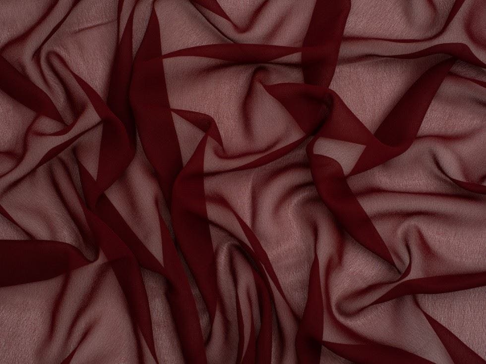 Minerva Core Range Light Minerva Sheer Chiffon Fabric - Plain Design Dressmaking Fabric, 110 Cm / 44" Wide - Per Metre - Maroon