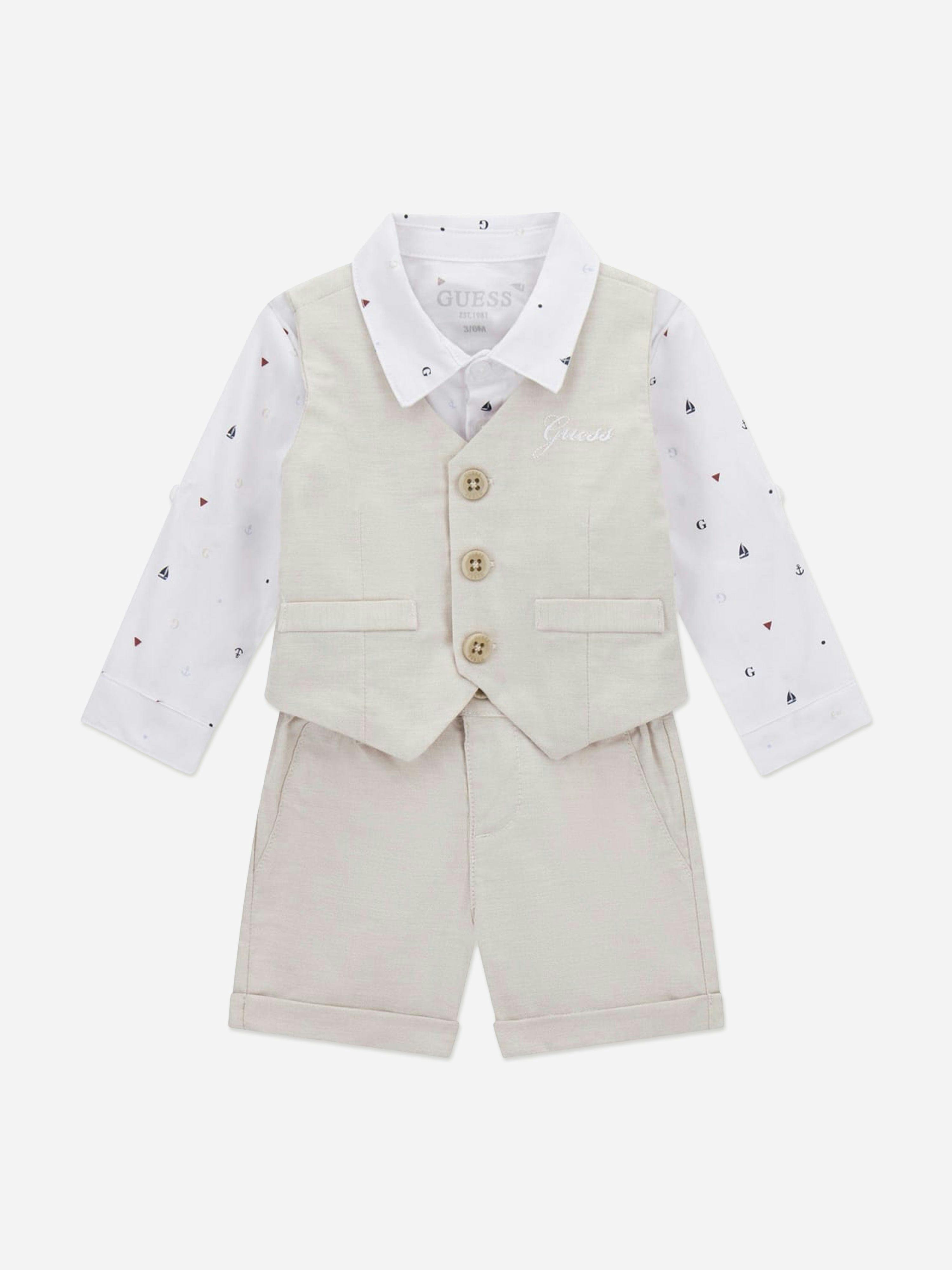 Guess Men's Beige Baby Boys Short Set In - 6 - 9 Mths