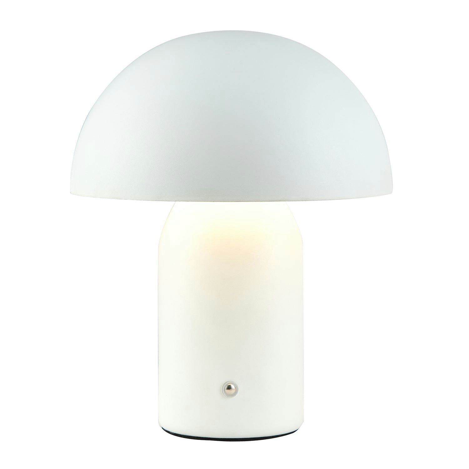 Happy Homewares White Modern Rechargeable Mushroom Lamp In Mat With Touch Dimmer Button 35Cm
