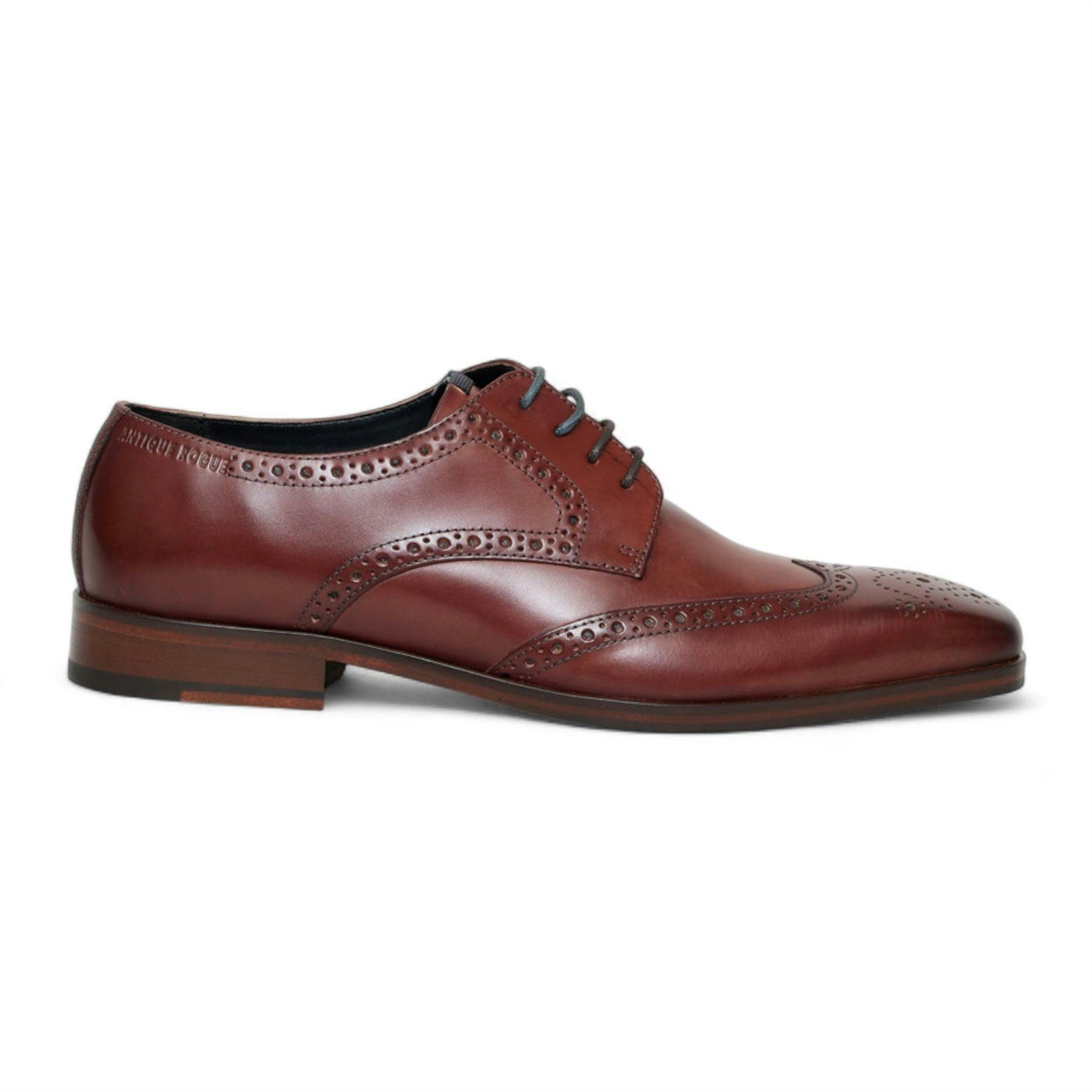 Antique Rogue Men's Burgundy ’S Leather Oxford Derby Brogue - Luca - Uk 9 | Eu 43 | Us 10
