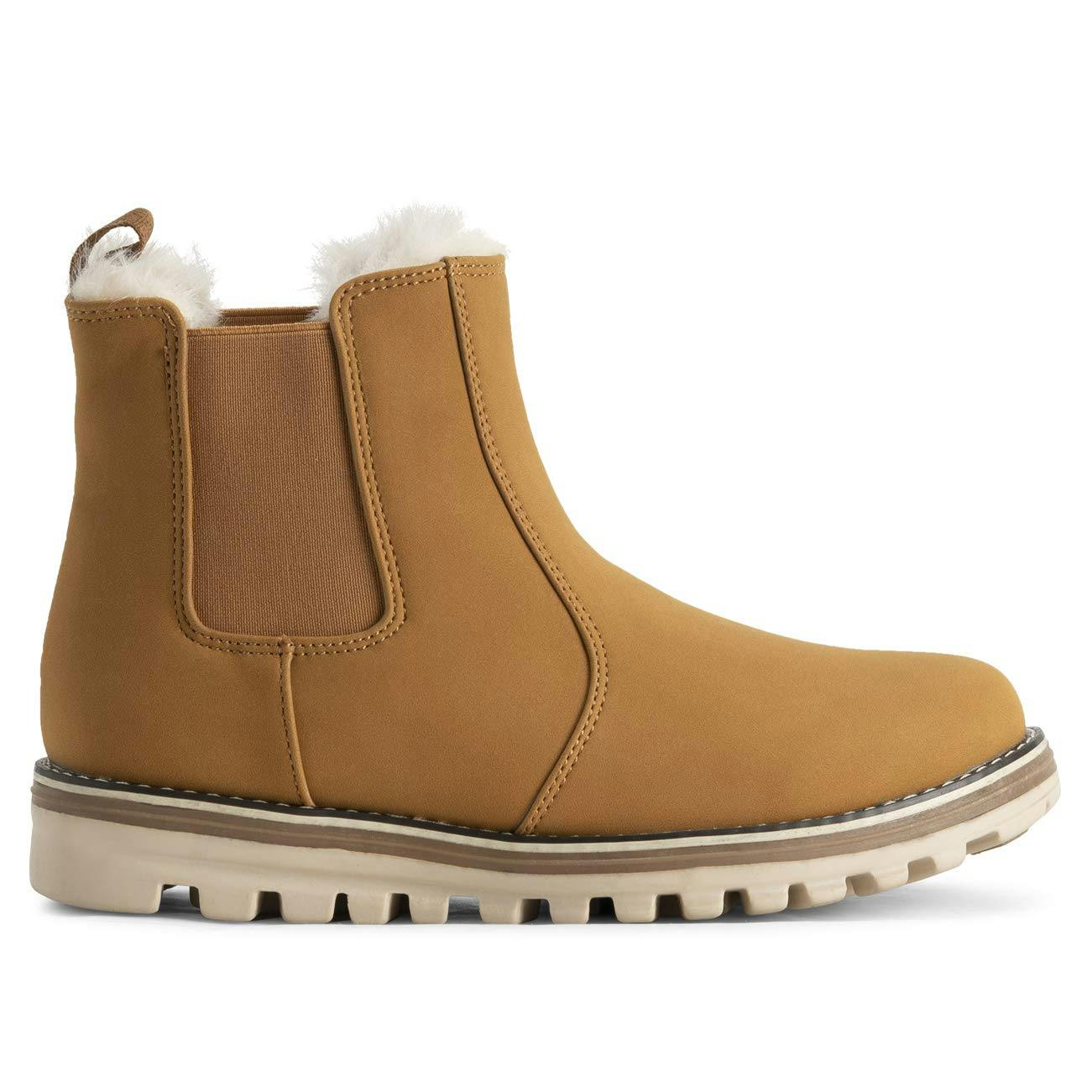 Viva Women's Polar Chelsea Winter Boots - Faux Fur Lined Nubuck Ankle Boots - 5 - Tan