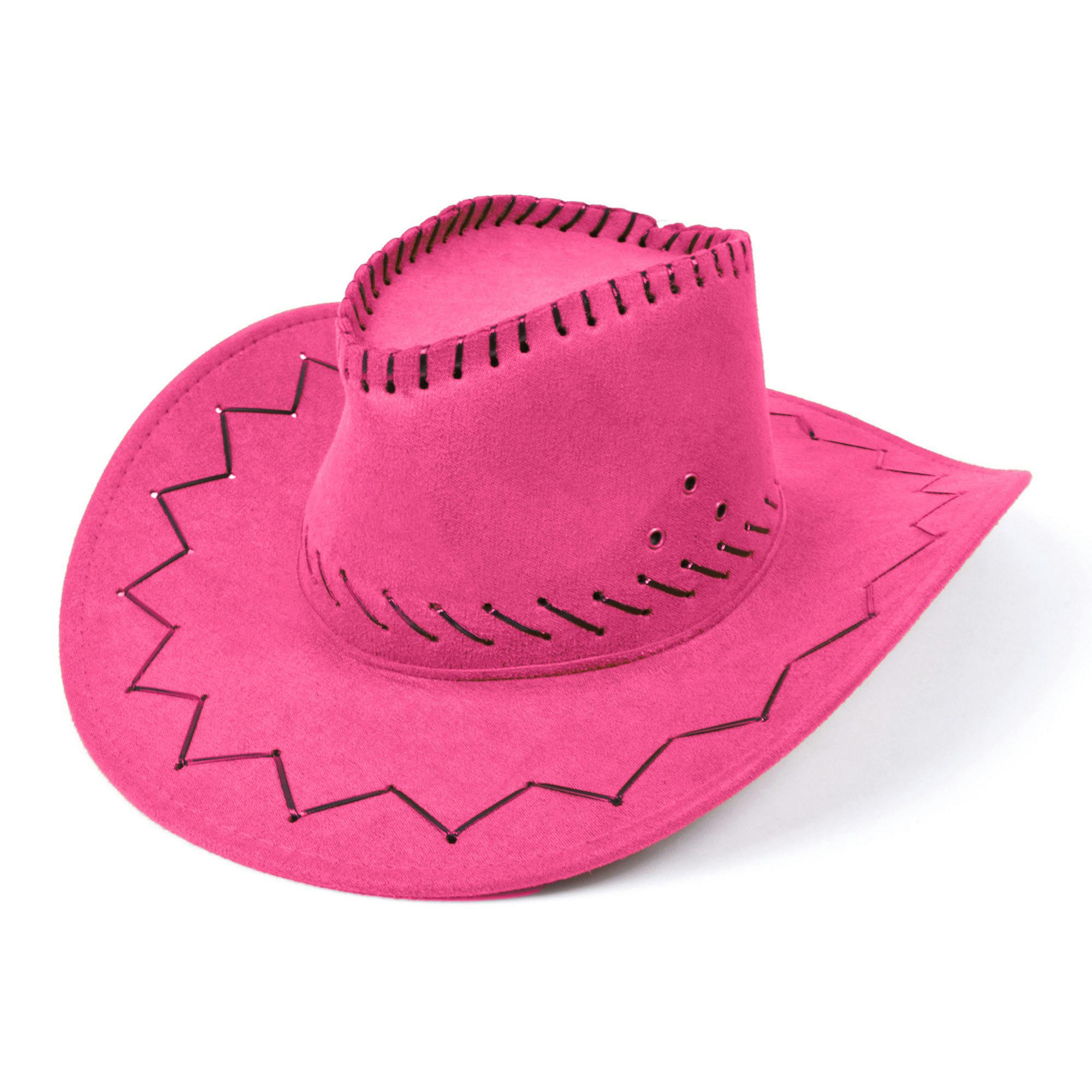 Bristol Novelty Unisex Pink Adults Stitched Cowboy Hat - One Size